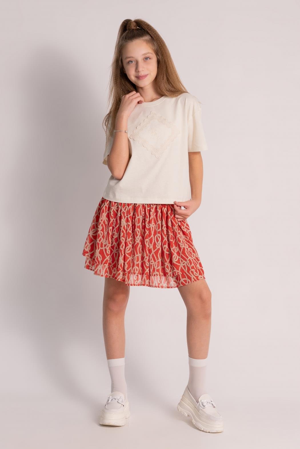 Önü Fistolu Kız Bluz - Bej