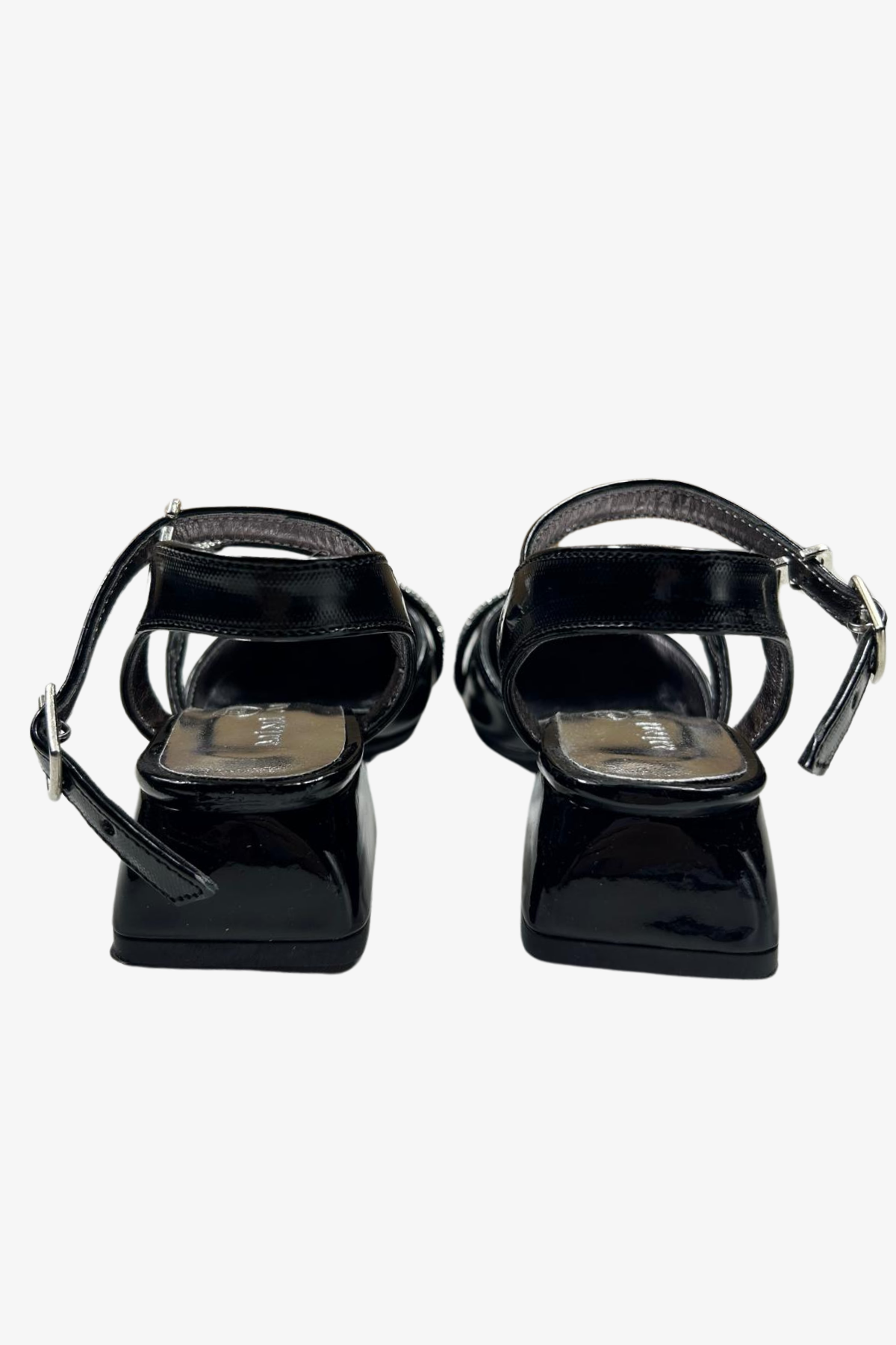 Önü Kapalı Taşlı Topuklu Ayakkabı - Siyah