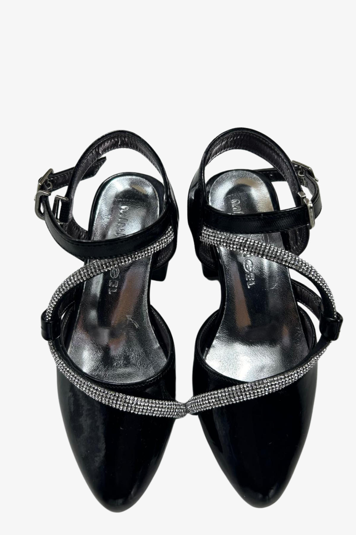 Önü Kapalı Taşlı Topuklu Ayakkabı - Siyah