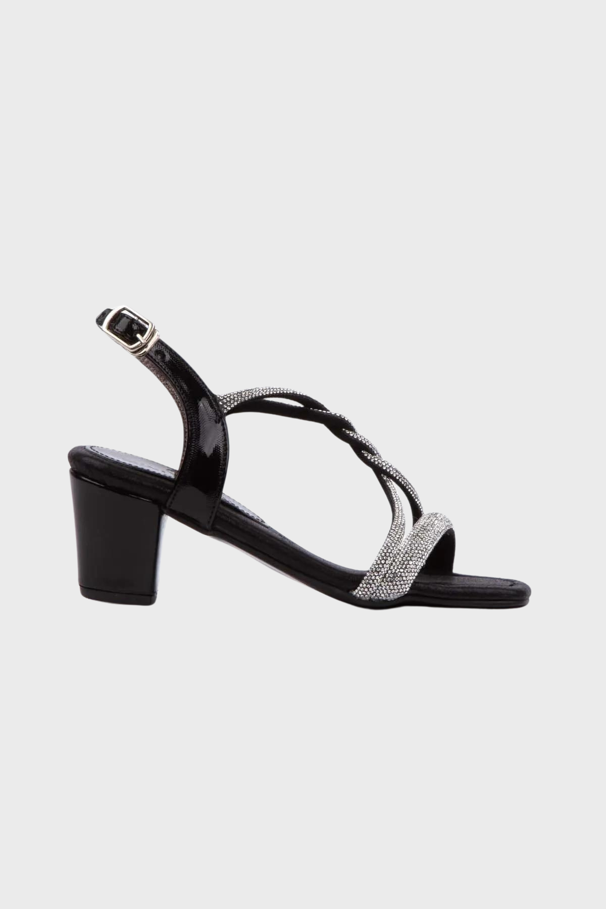 ÖNÜ TAŞLI ÖRME TOPUKLU AYAKKABI