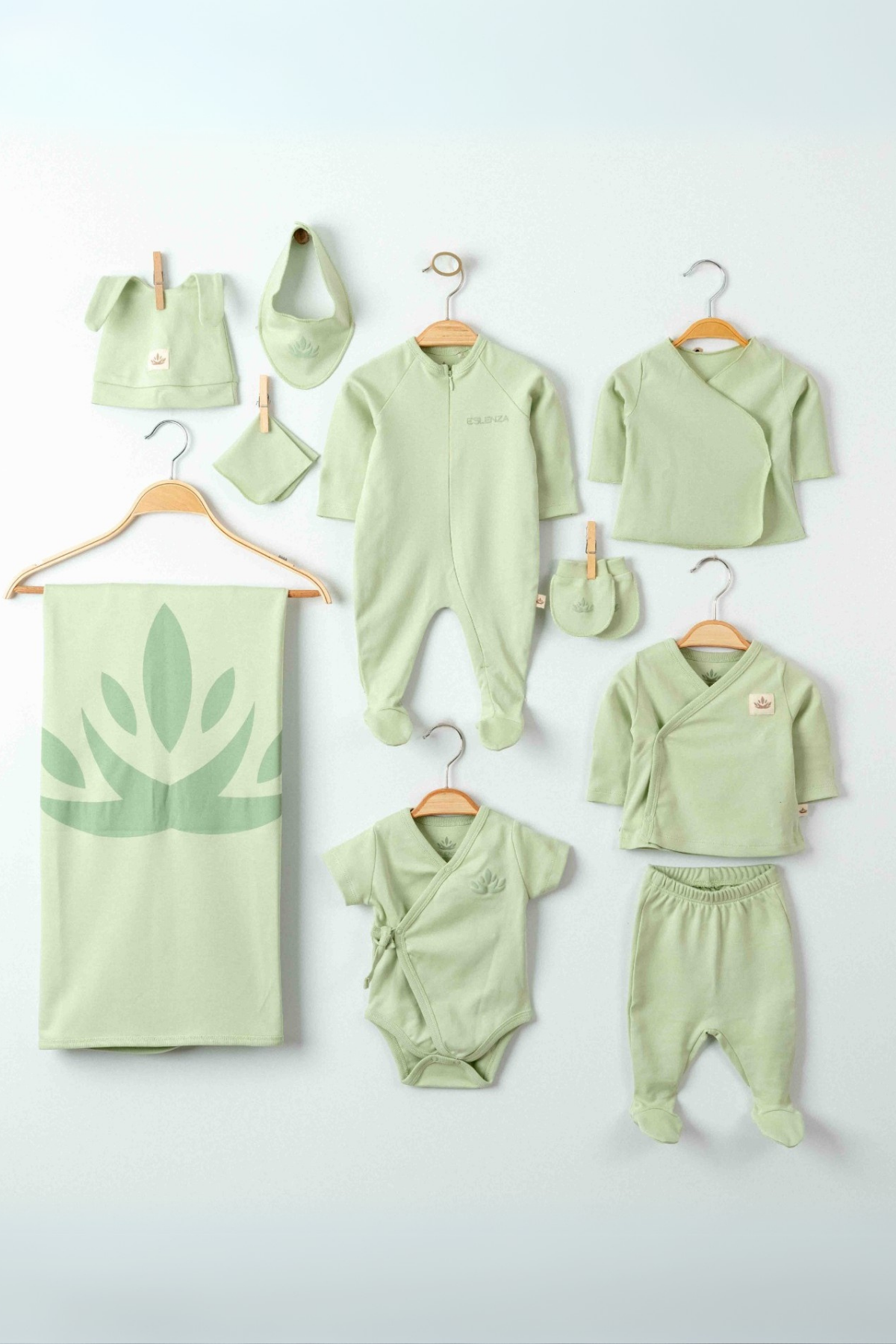 Organik Erkek Bebek Hastane Çıkışı - Yeşil Mint