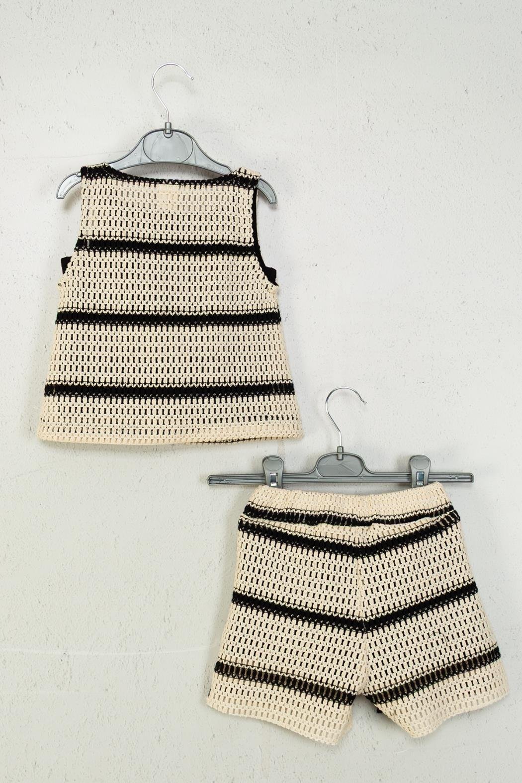 Örgüllü Kız Takım - Siyah