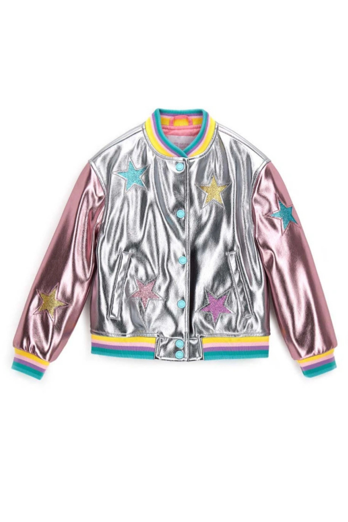 ORIGINAL MARINES Parlak Çok Renkli Yıldız Kız Ceket - Gümüş