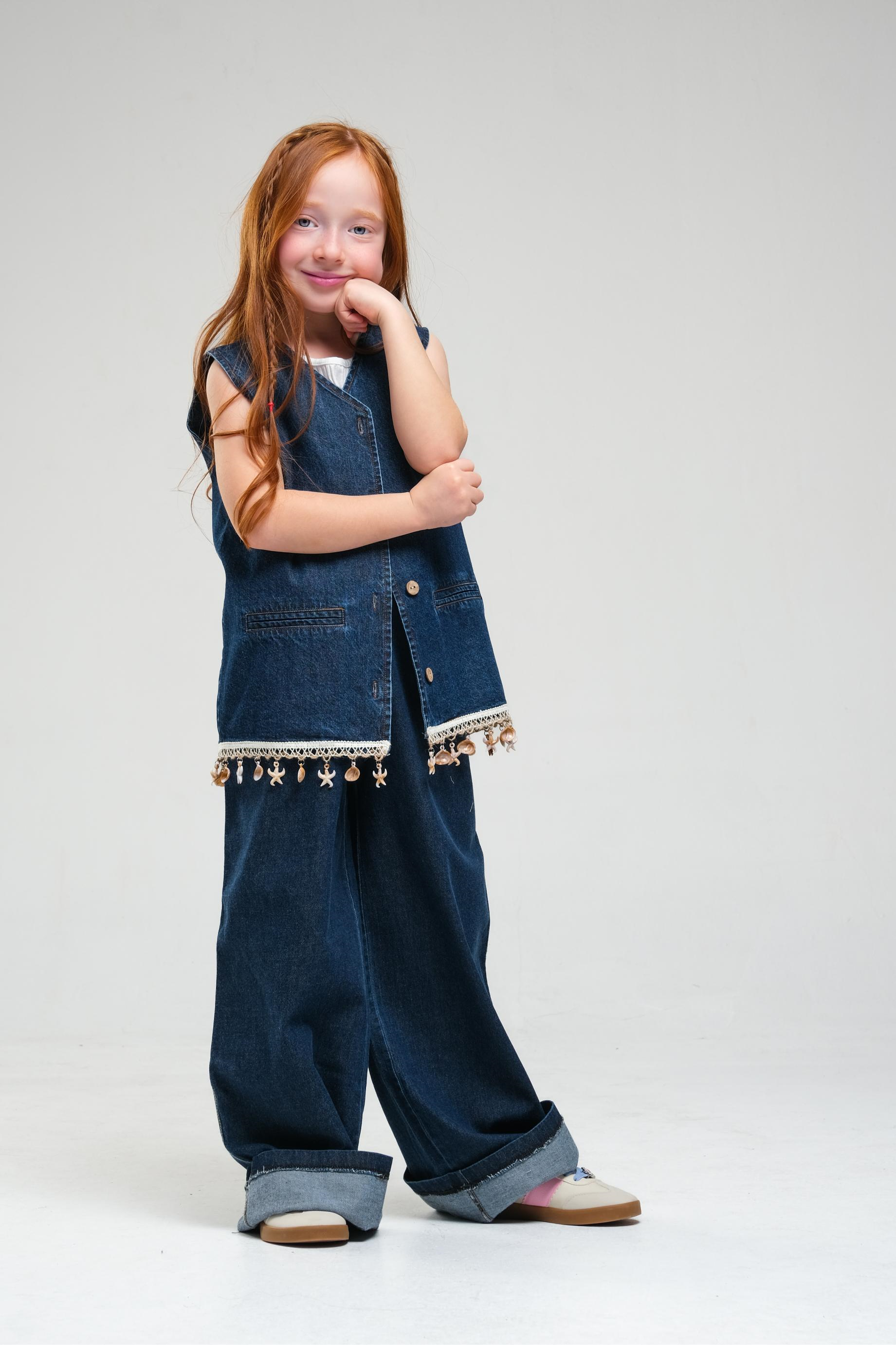 Oversize Kız Pantolon - Mavi