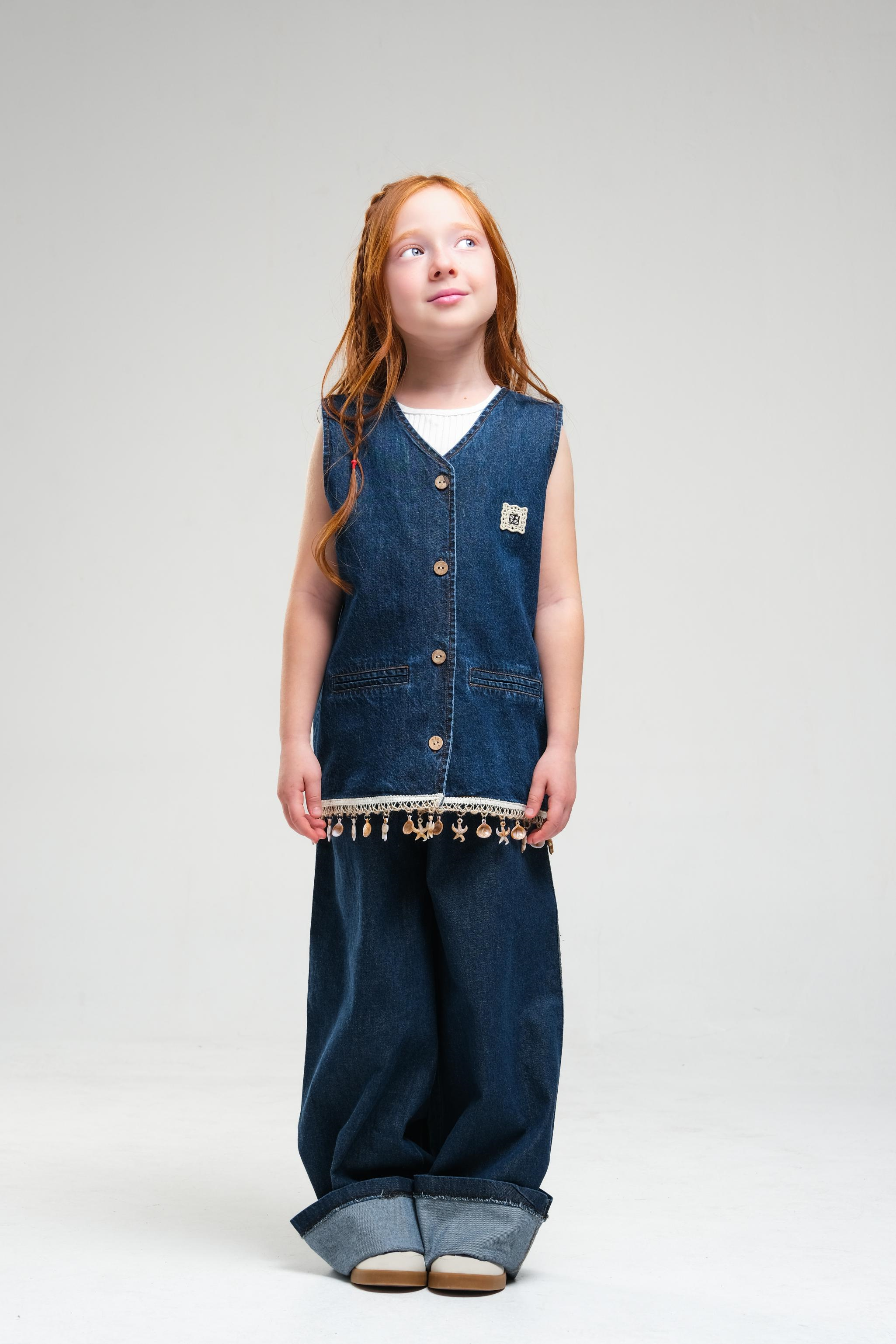 Oversize Kız Pantolon - Mavi