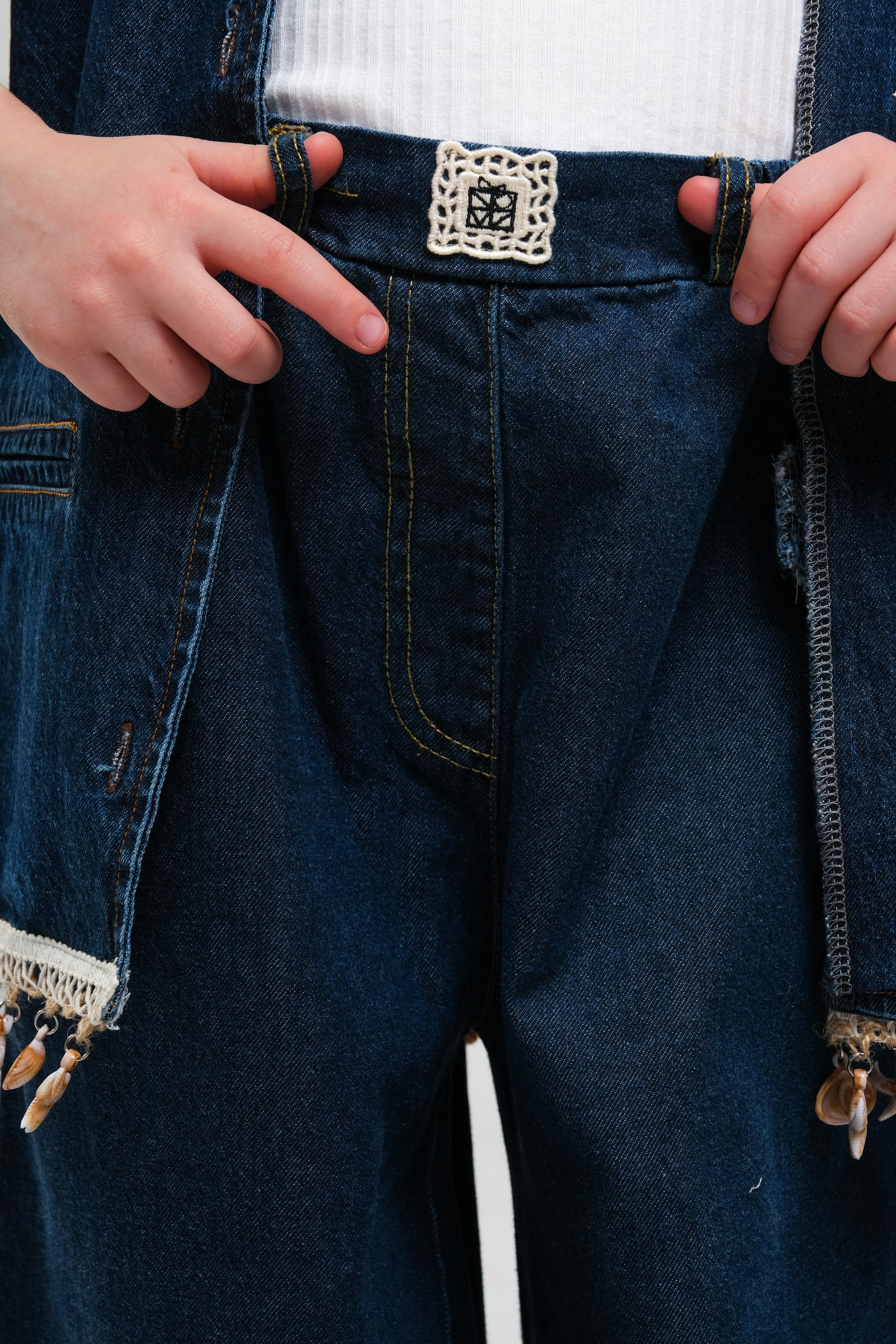 Oversize Kız Pantolon - Mavi