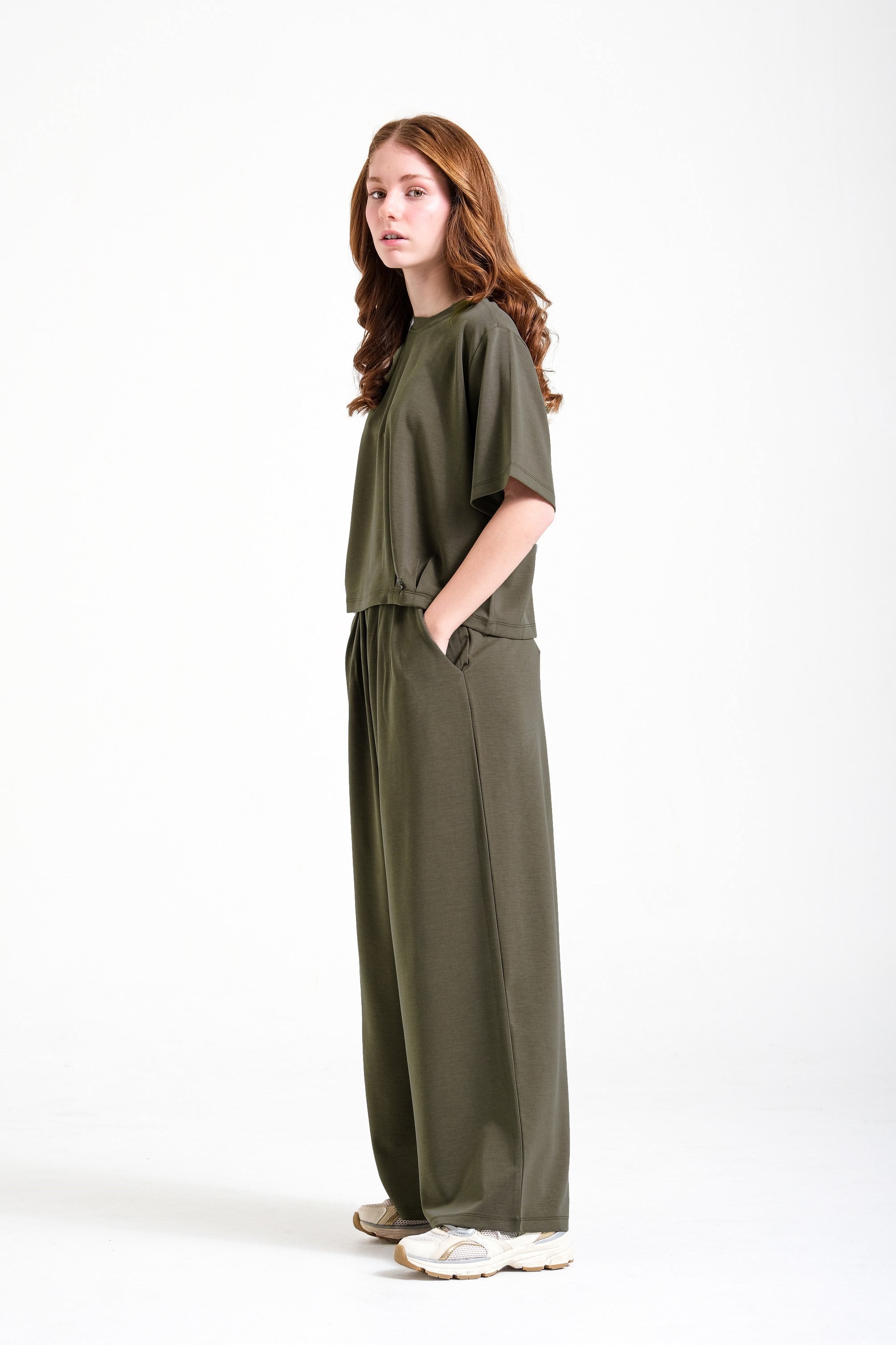 Oversize Kız Pantolon - Yeşil Haki