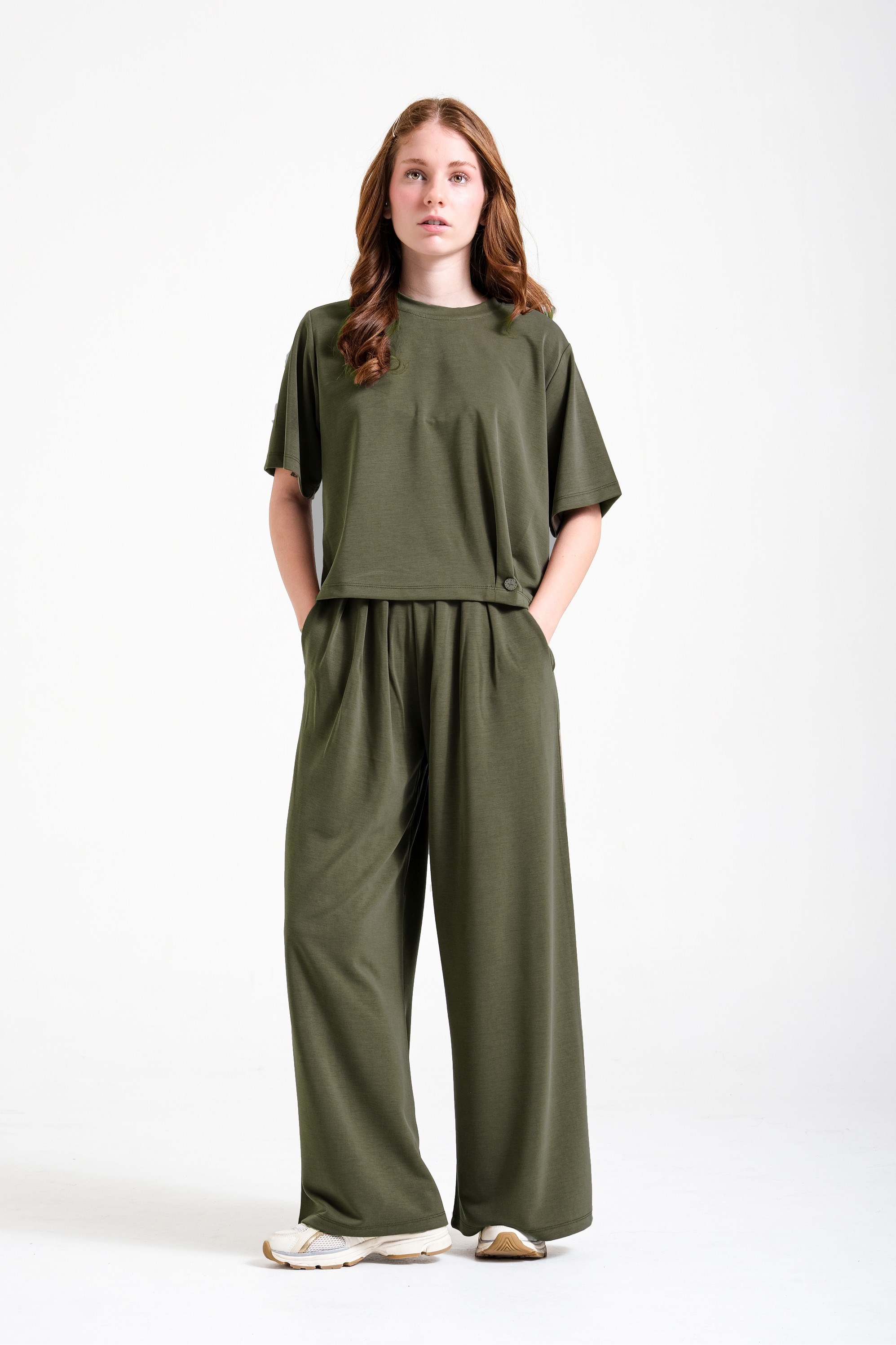 Oversize Kız Pantolon - Yeşil Haki