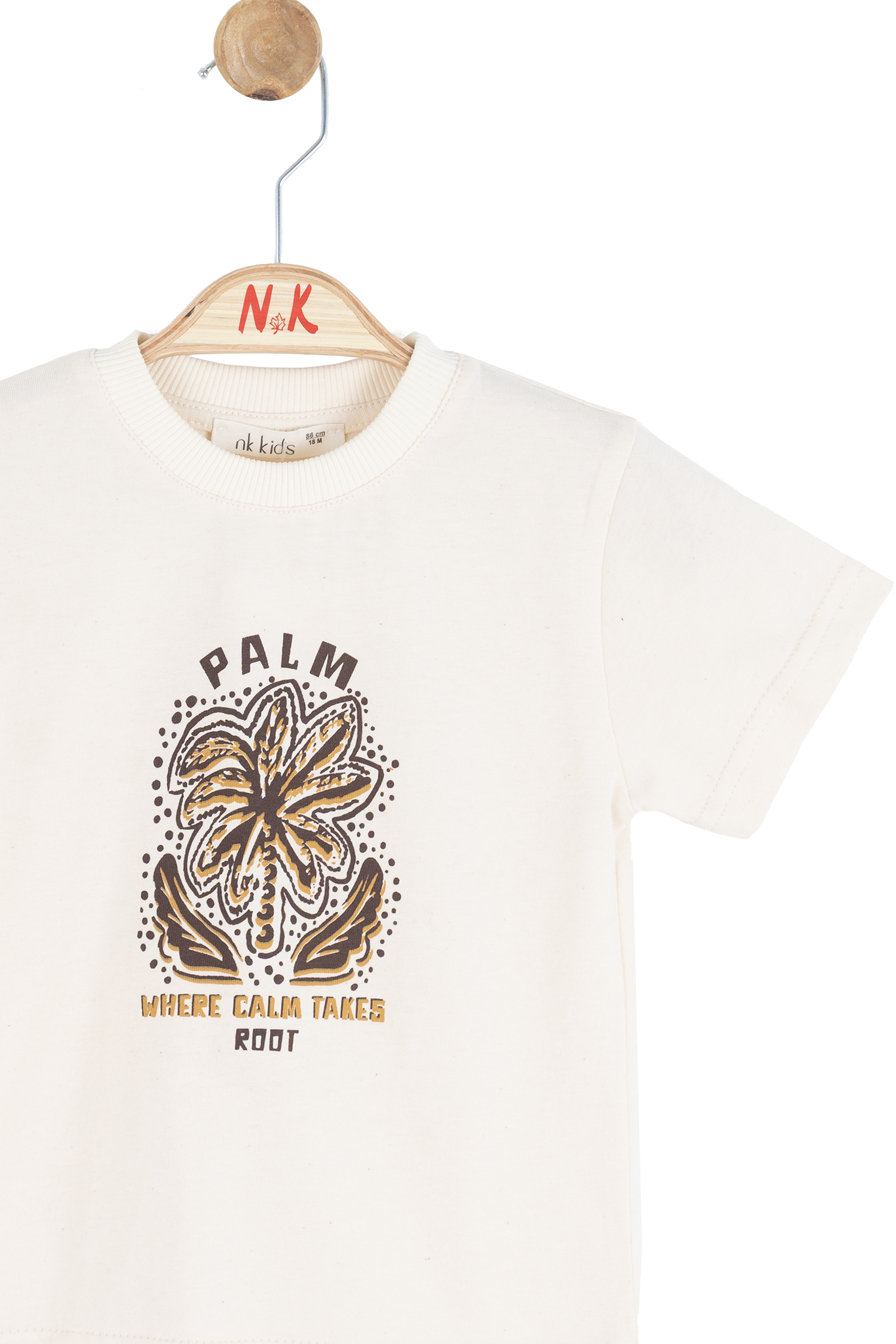 Palm Erkek Tişört - Krem