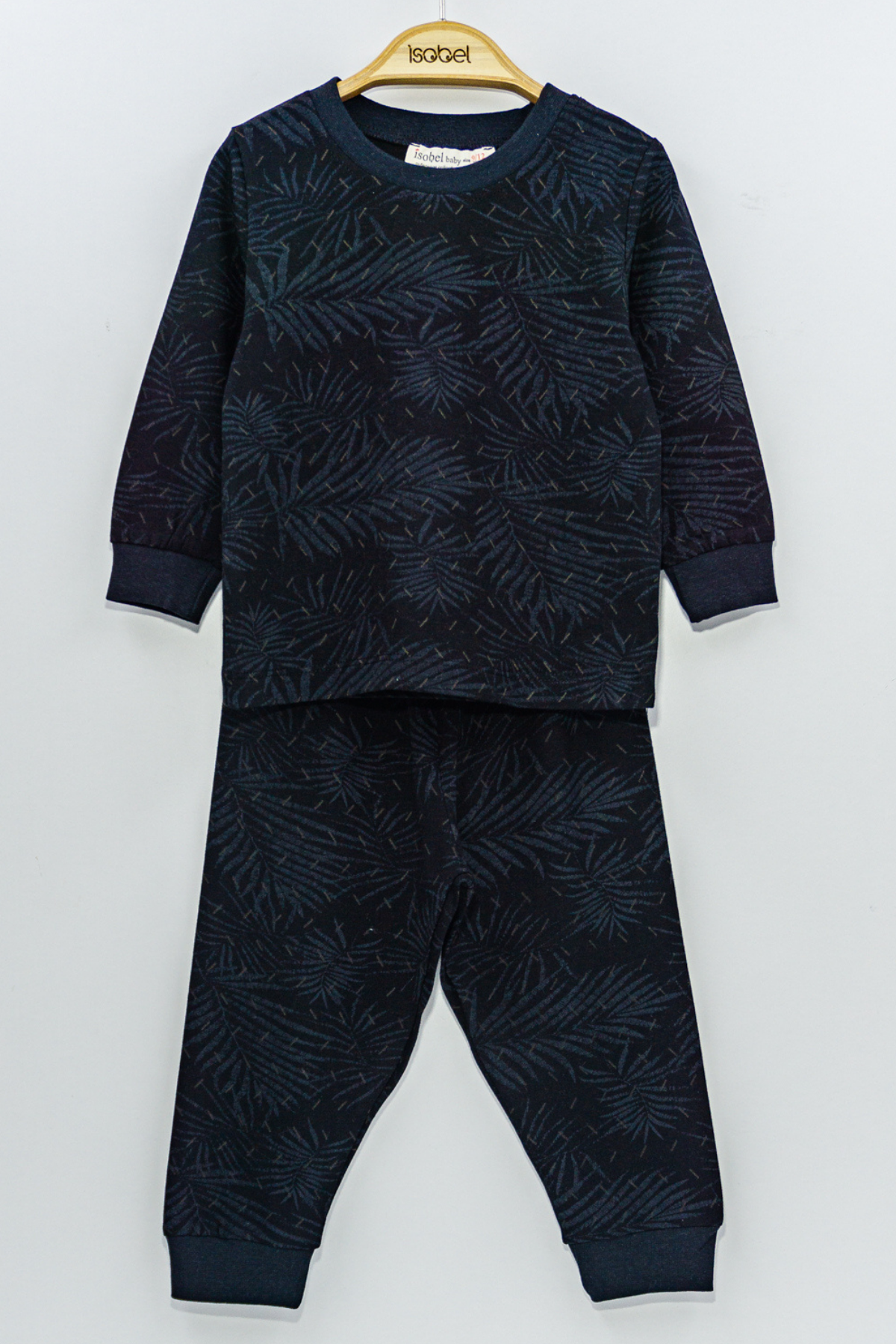 Palmiye Desenli Erkek Pijama Takımı - Siyah