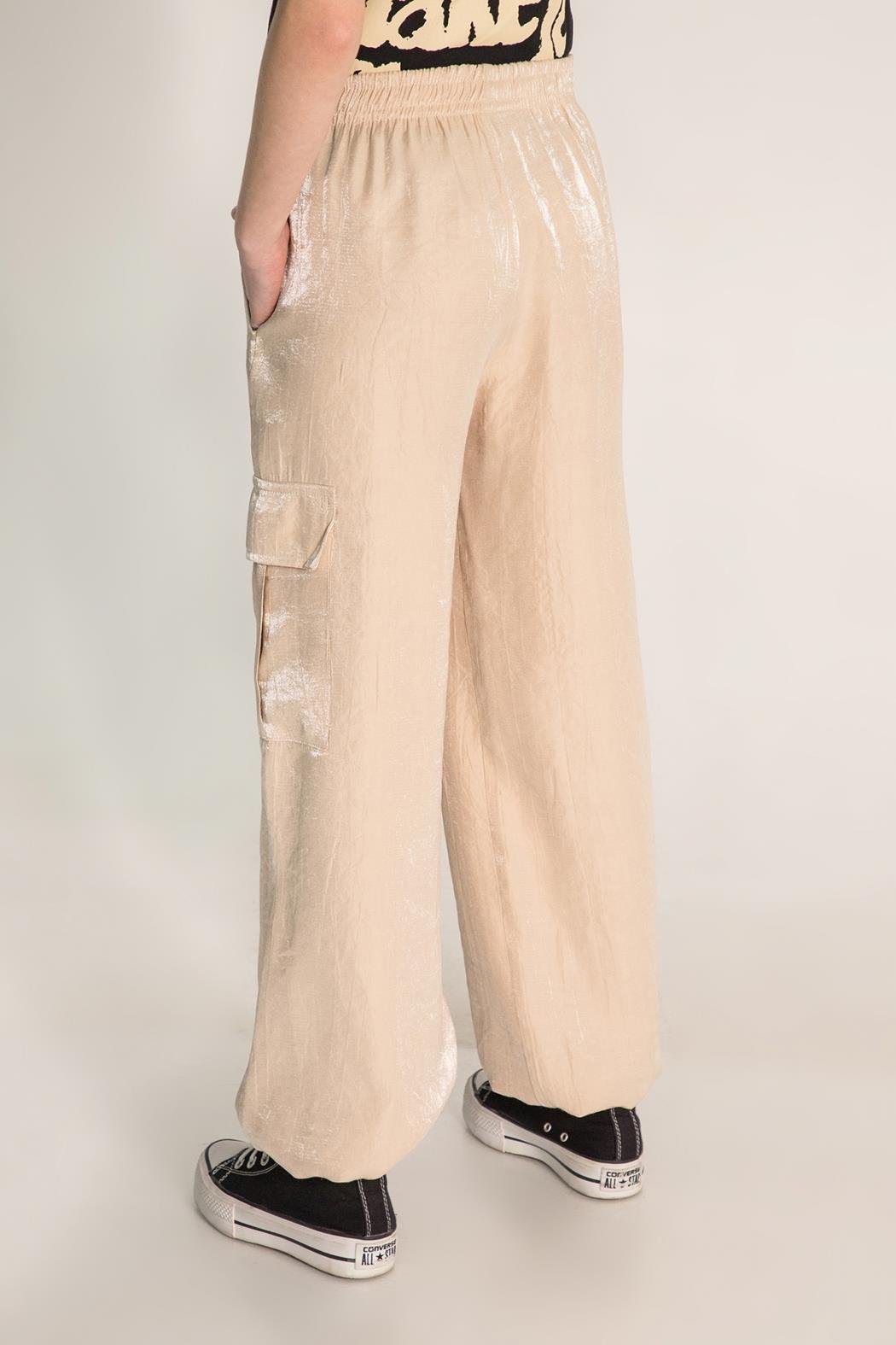 Parlak Kargo Cep Pantolon - Bej