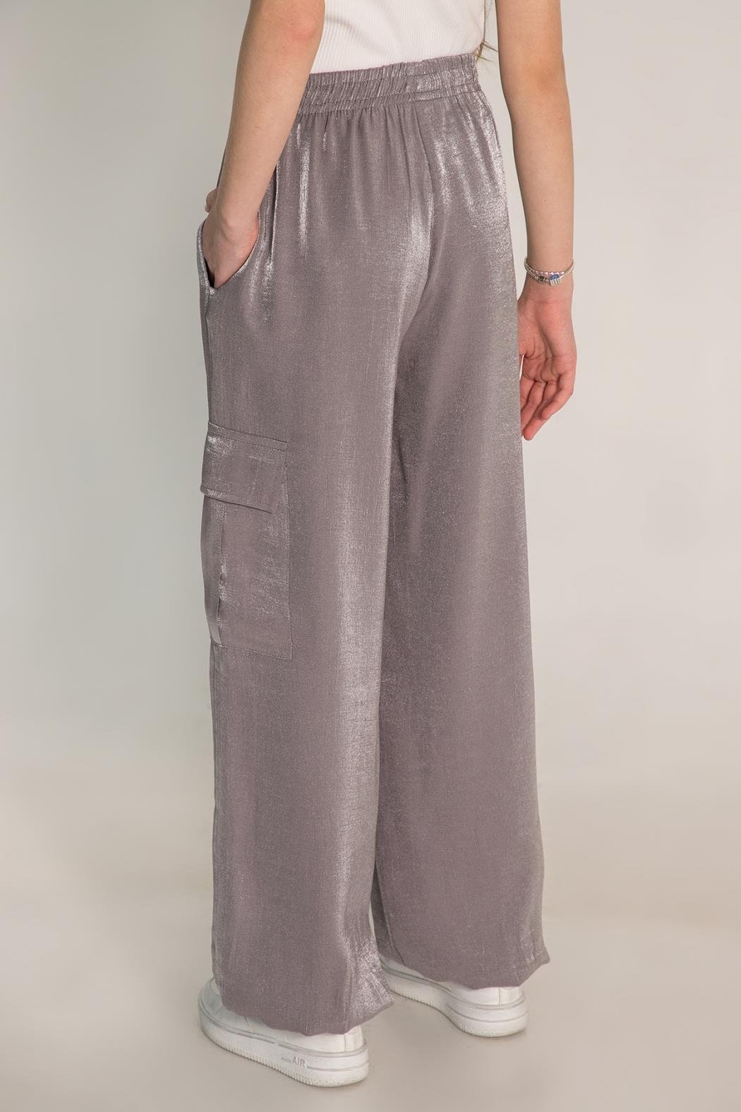 Parlak Kargo Cep Pantolon - Gri