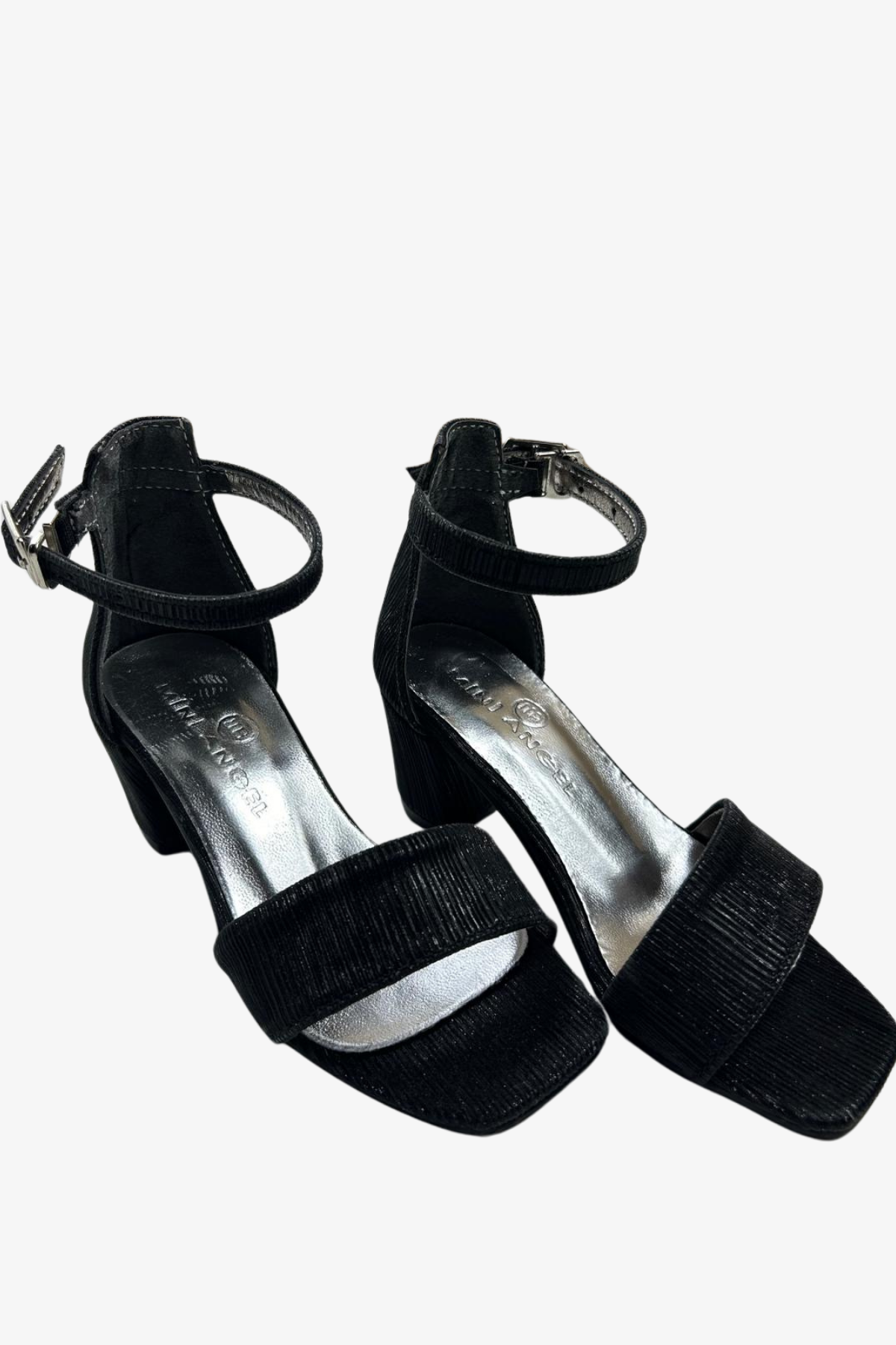 Parlak Tek Bant Topuklu Ayakkabı - Siyah