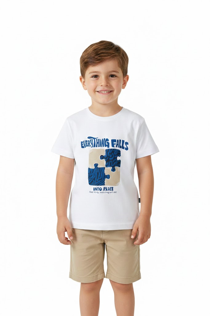 Puzzle Tişört - Beyaz