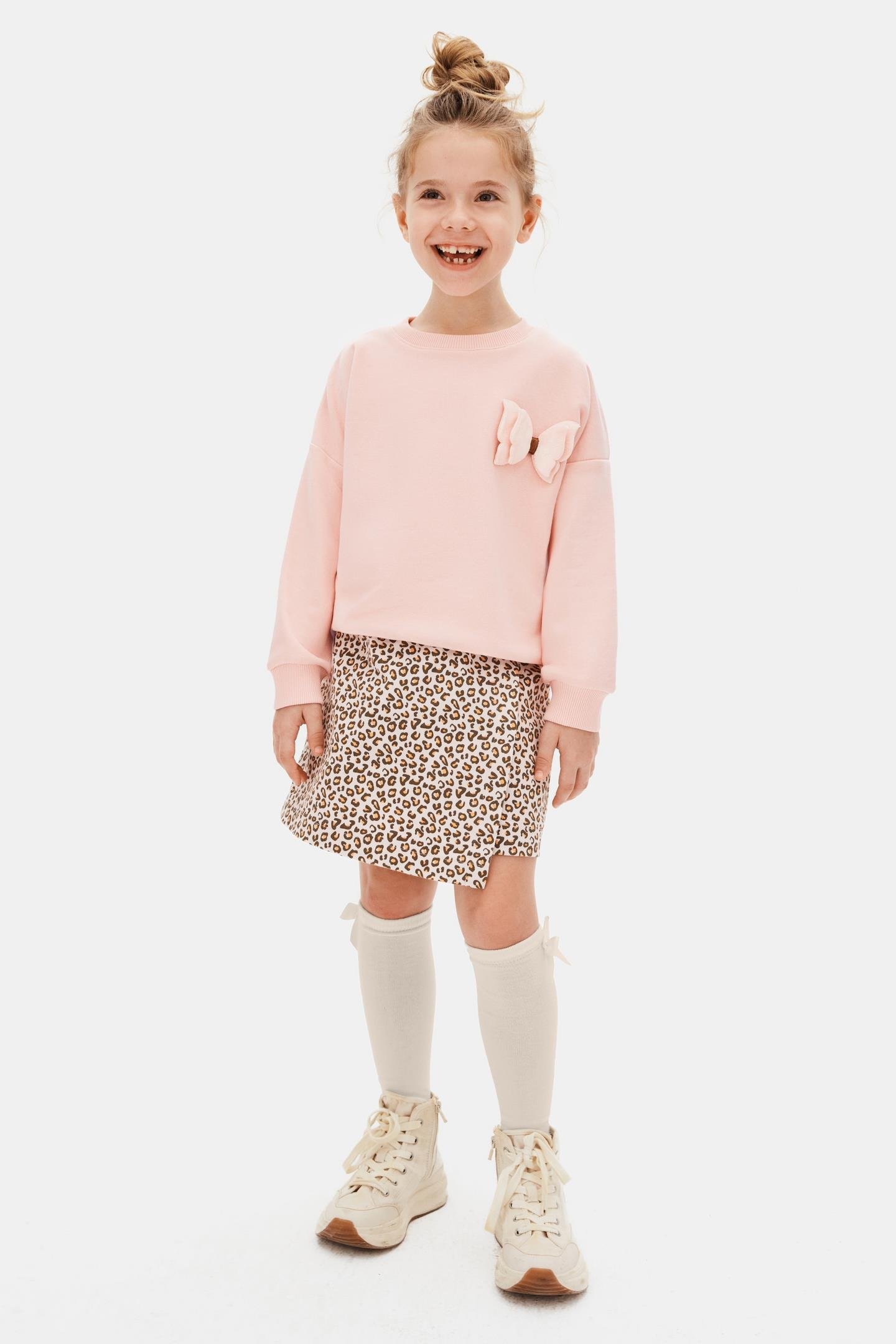 Romantik Kız Şort Etek - Pudra