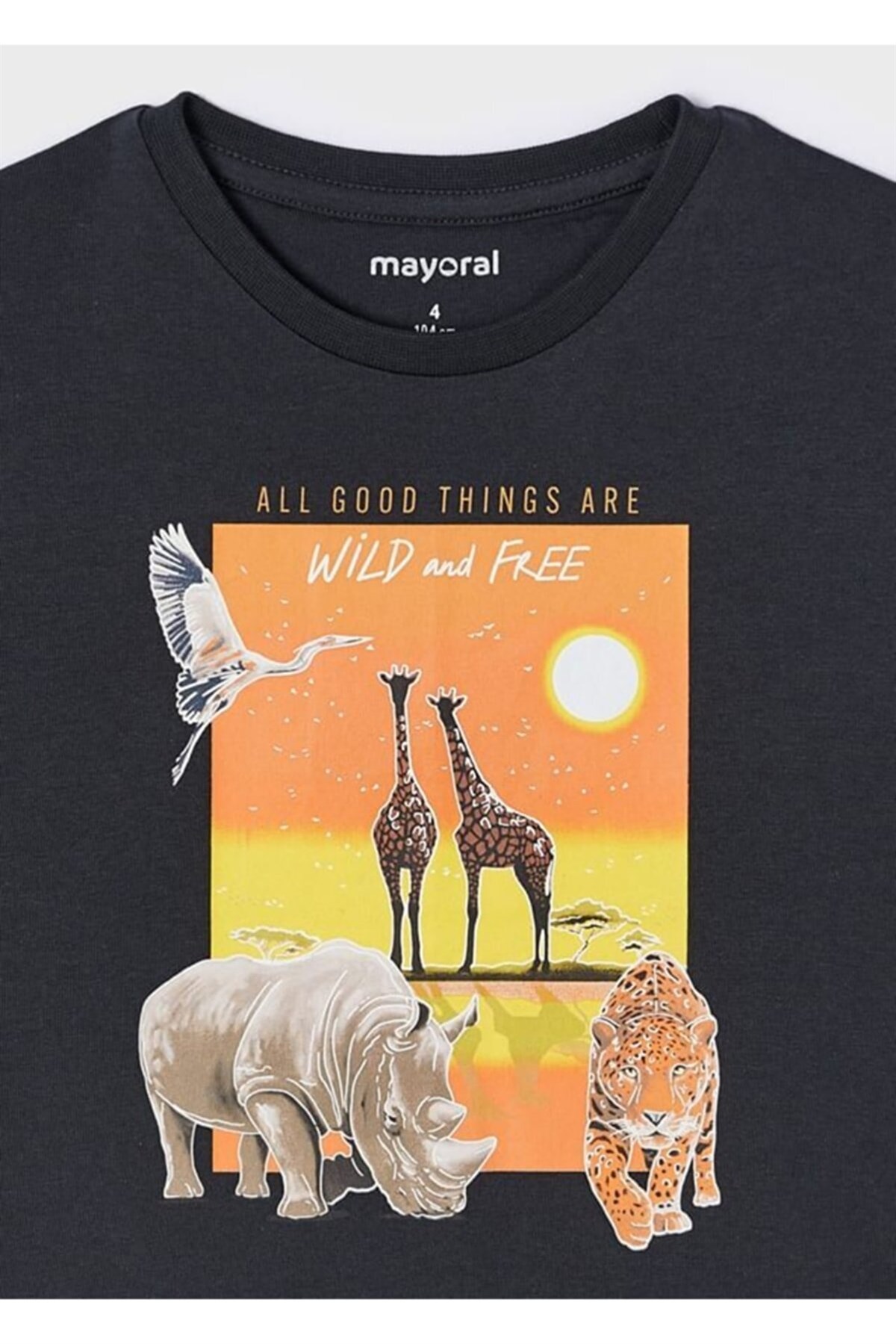 SAFARİ BASKILI T-SHIRT - SİYAH