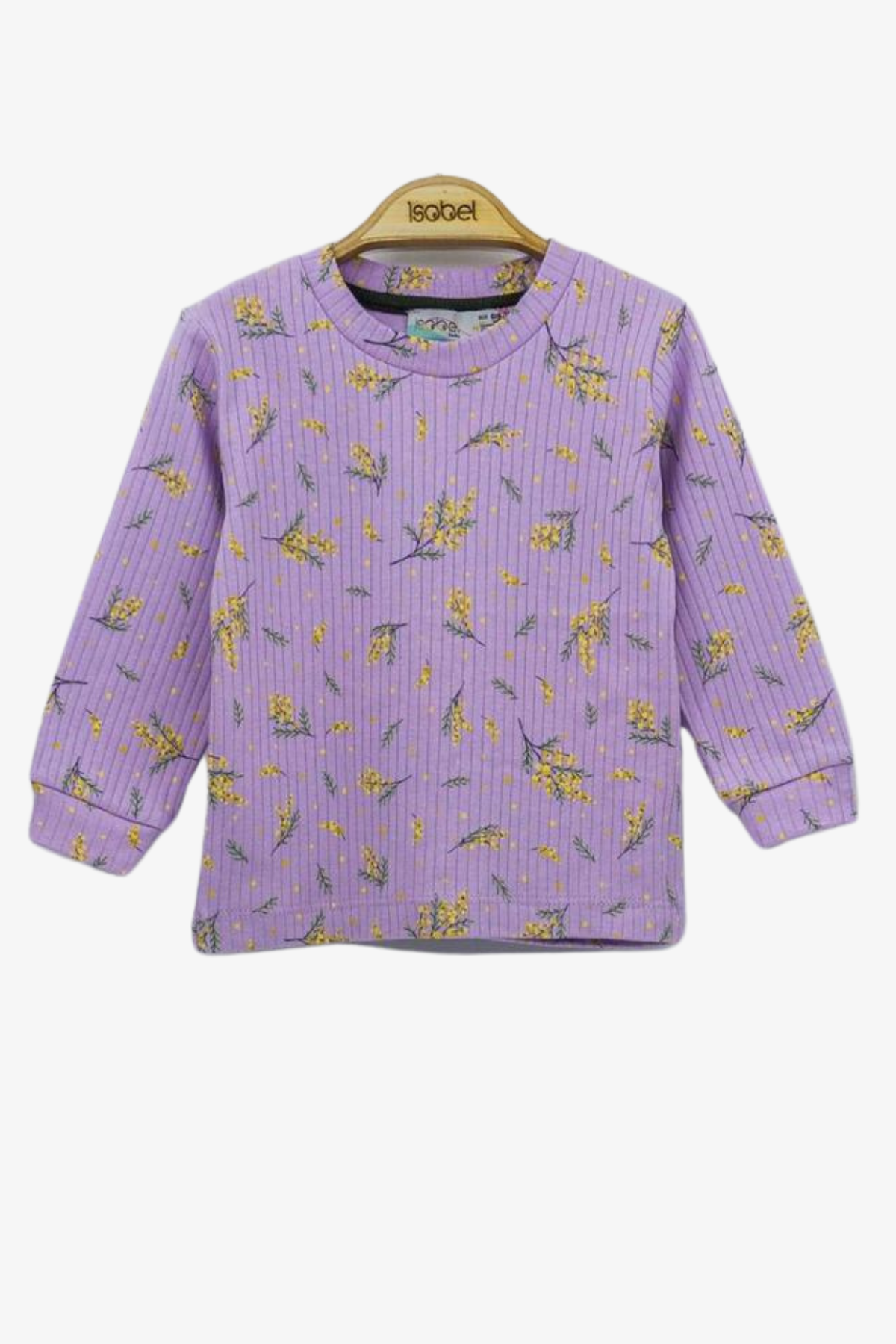 Sarı Çiçek Desenli Pijama Takımı - Lila