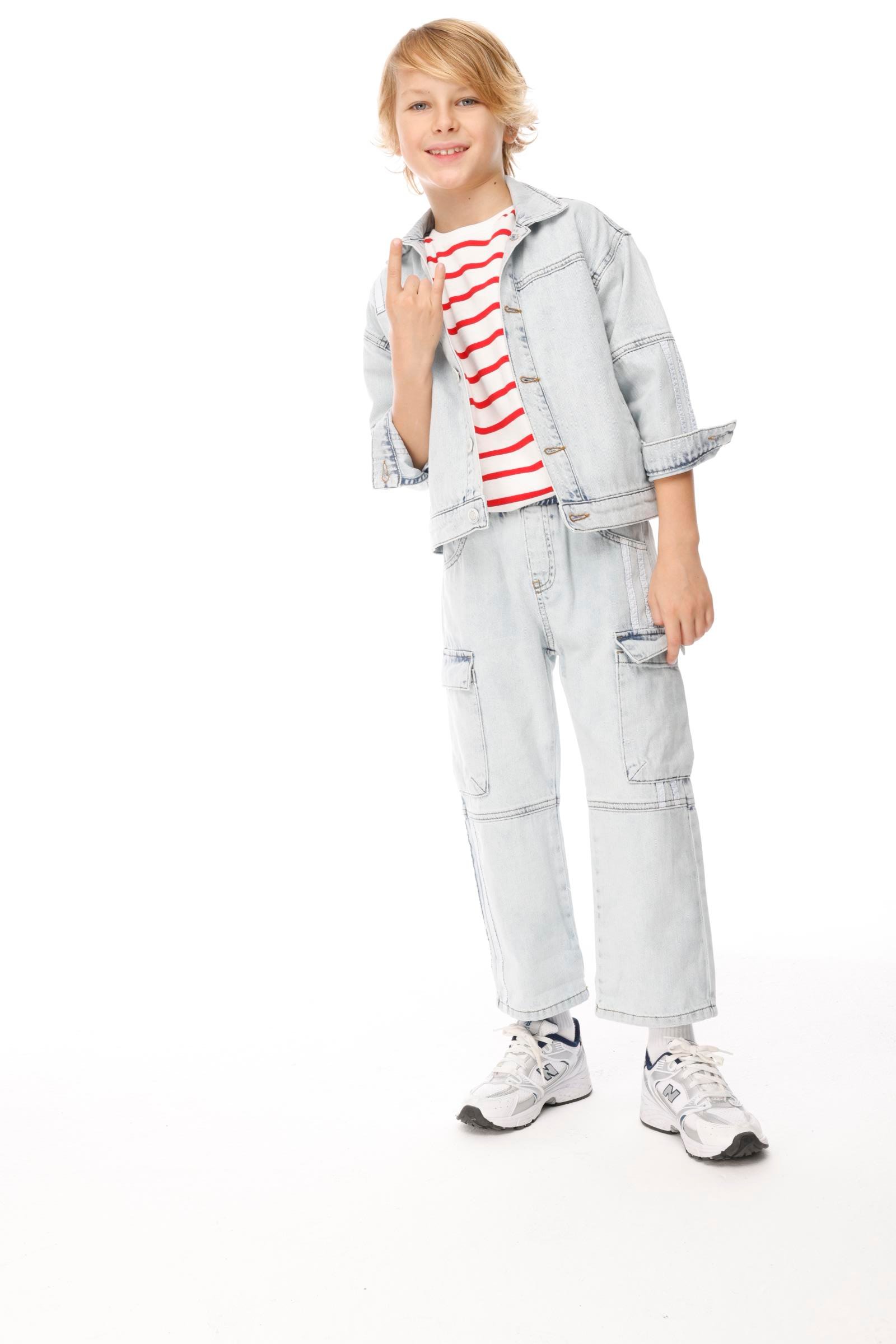 Şeritli Kot Erkek 2Li Takım - Mavi