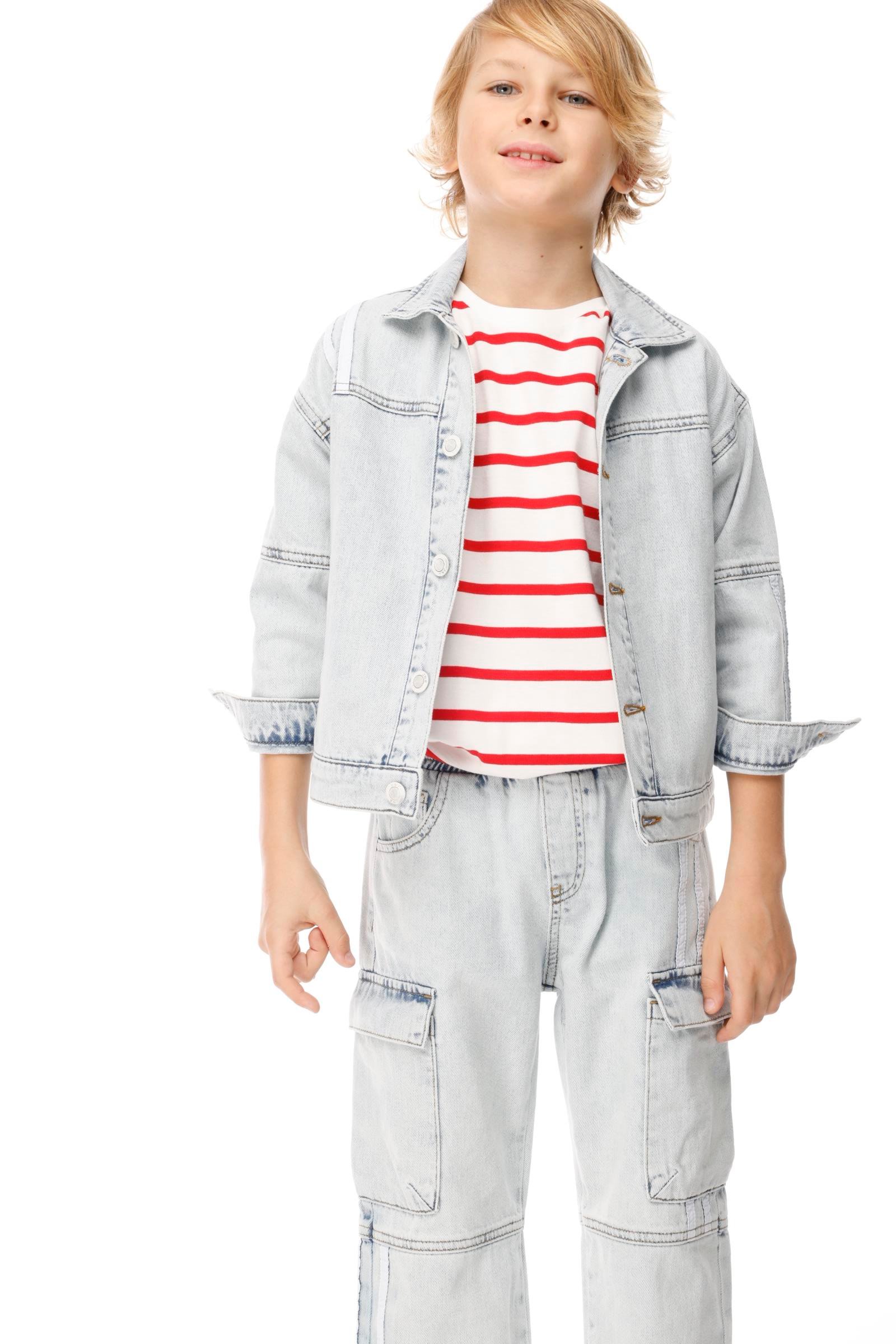 Şeritli Kot Erkek 2Li Takım - Mavi