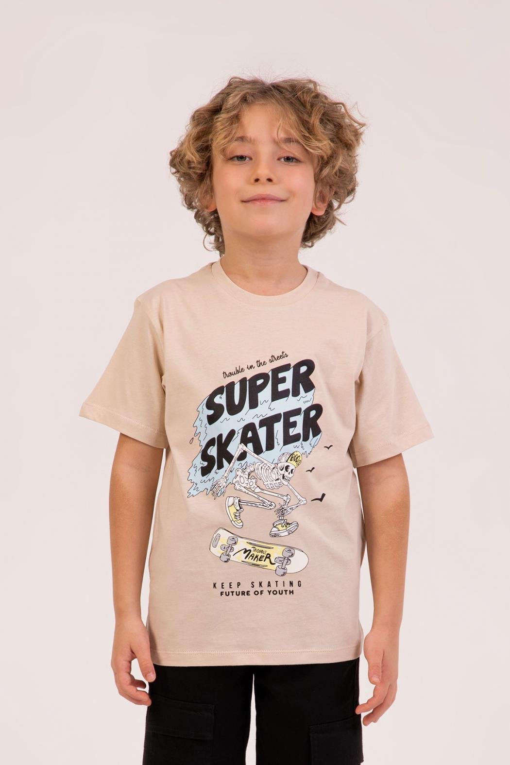 Skater Erkek Tshirt - Bej