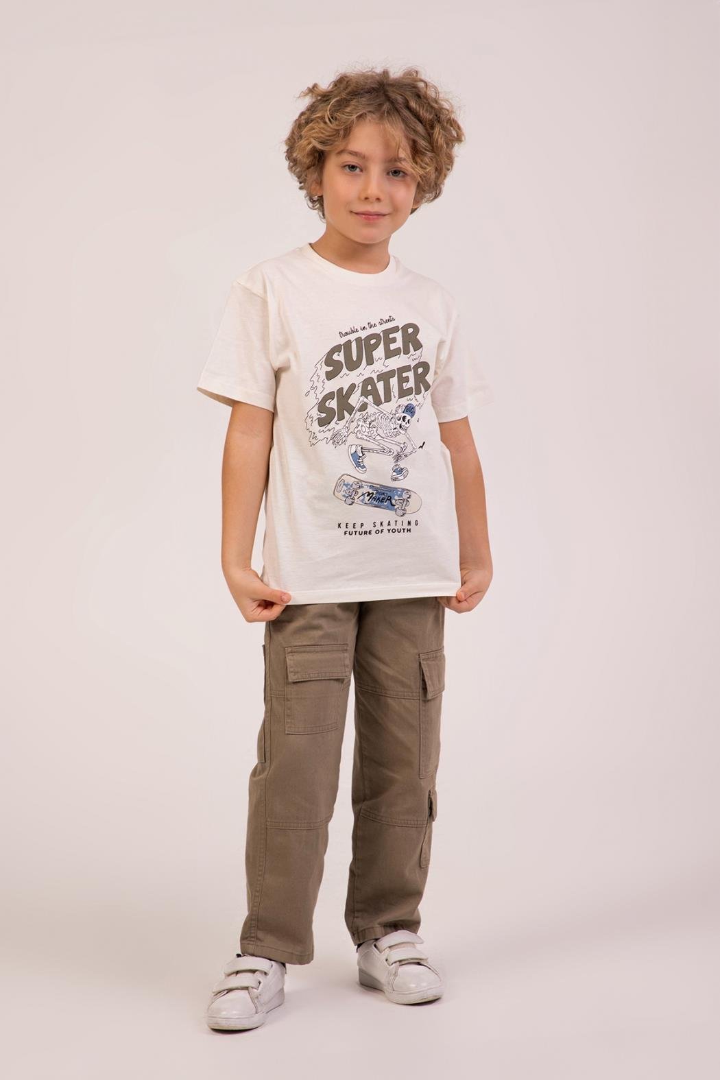 Skater Erkek Tshirt - Ekru