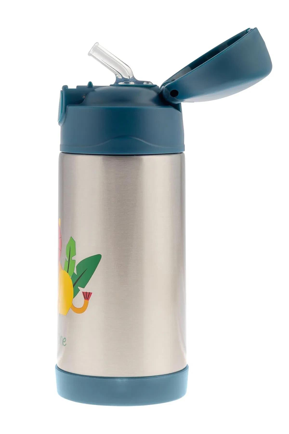 STEPHEN JOSEPH Kapaklı Paslanmaz Pipetli Suluk Hayvanat Bahçesi - Mavi