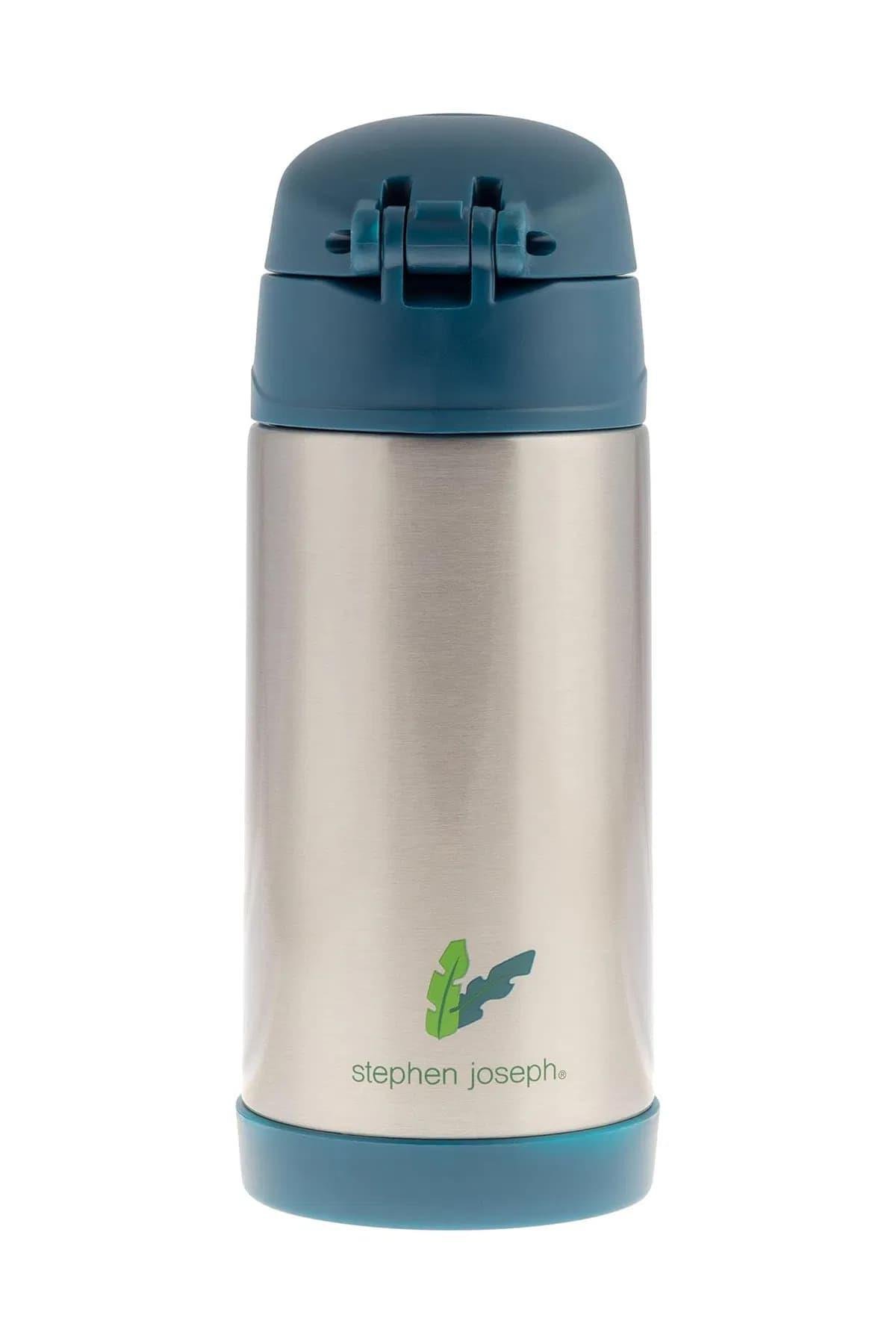 STEPHEN JOSEPH Kapaklı Paslanmaz Pipetli Suluk Hayvanat Bahçesi - Mavi