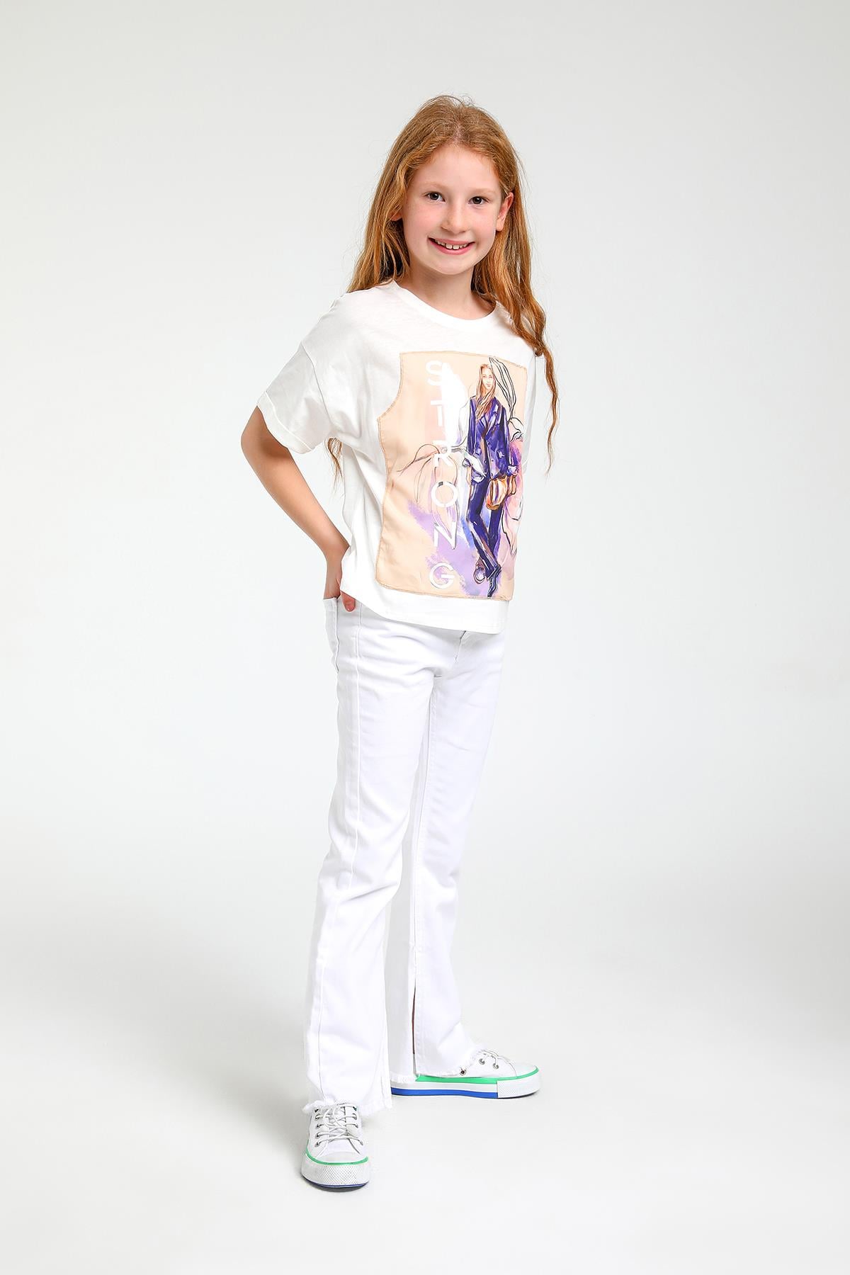 STRONG YAZILI KIZ BASKILI T-SHIRT