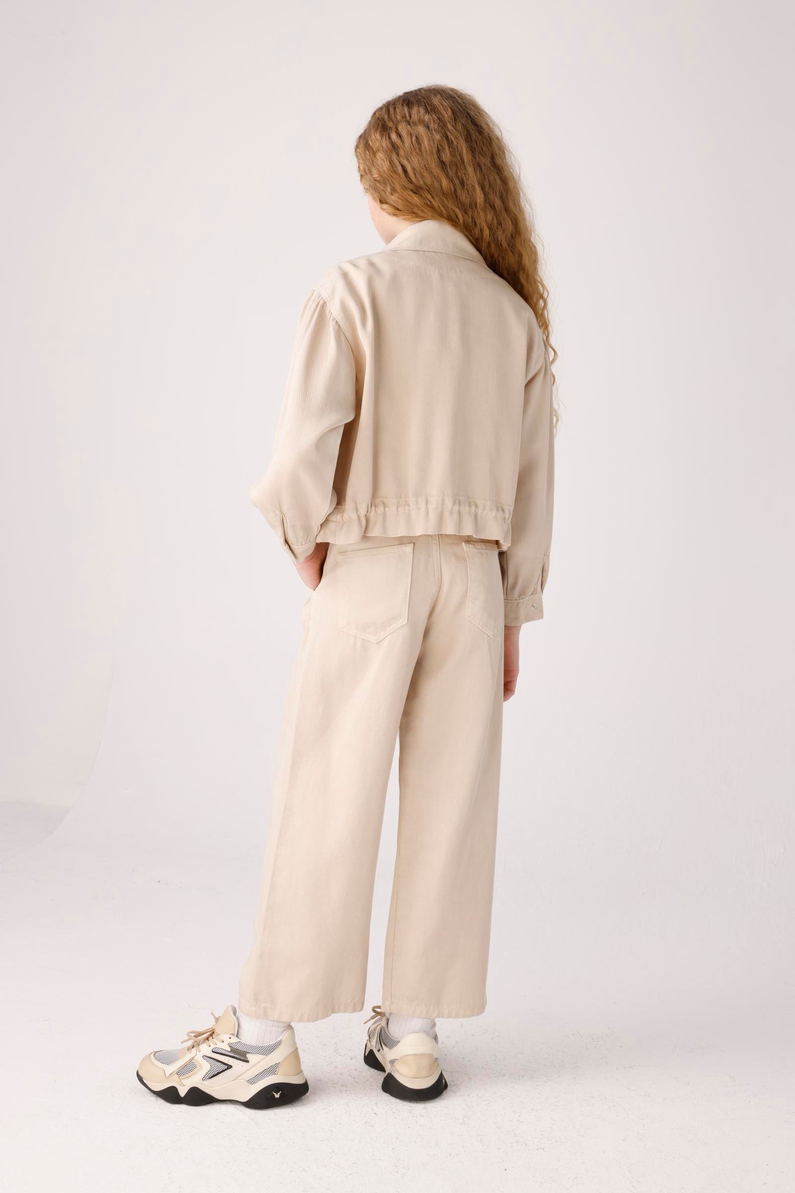 Tensel Stil Kız Ceket - Taş Rengi