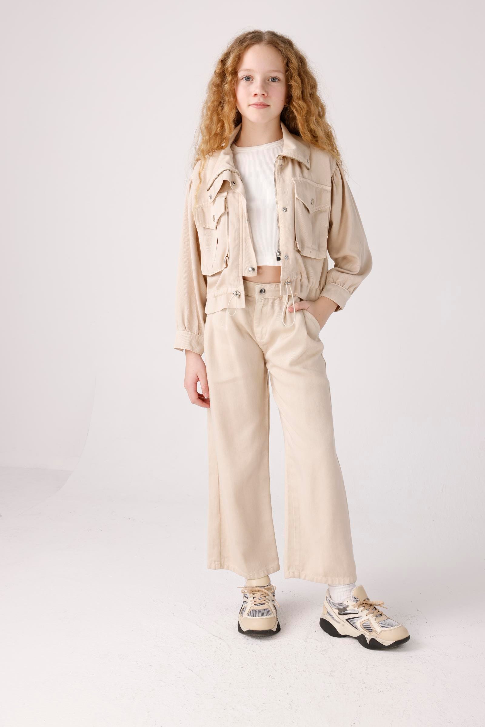 Tensel Stil Kız Ceket - Taş Rengi