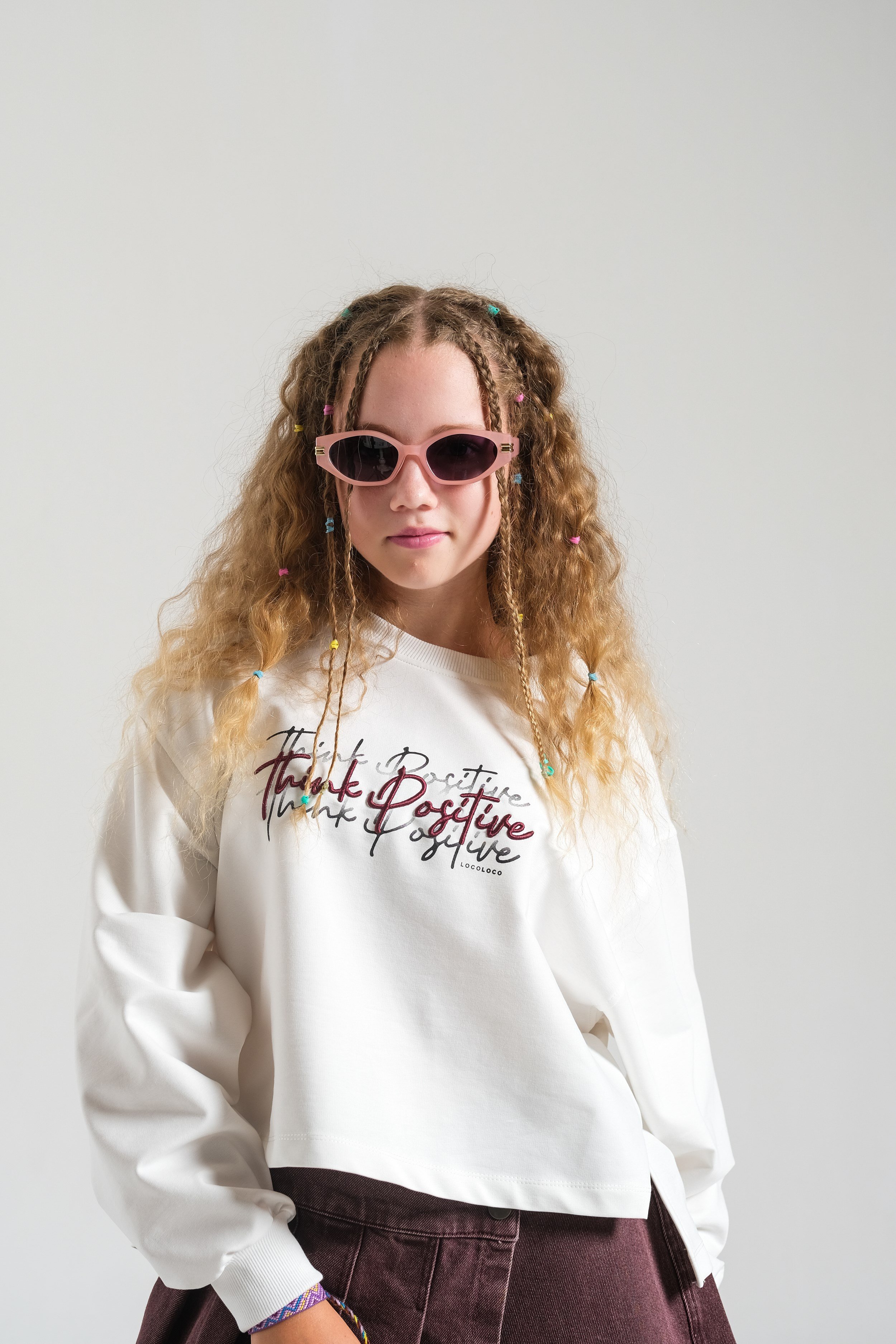 Think Yazılı Kız Sweat - Siyah