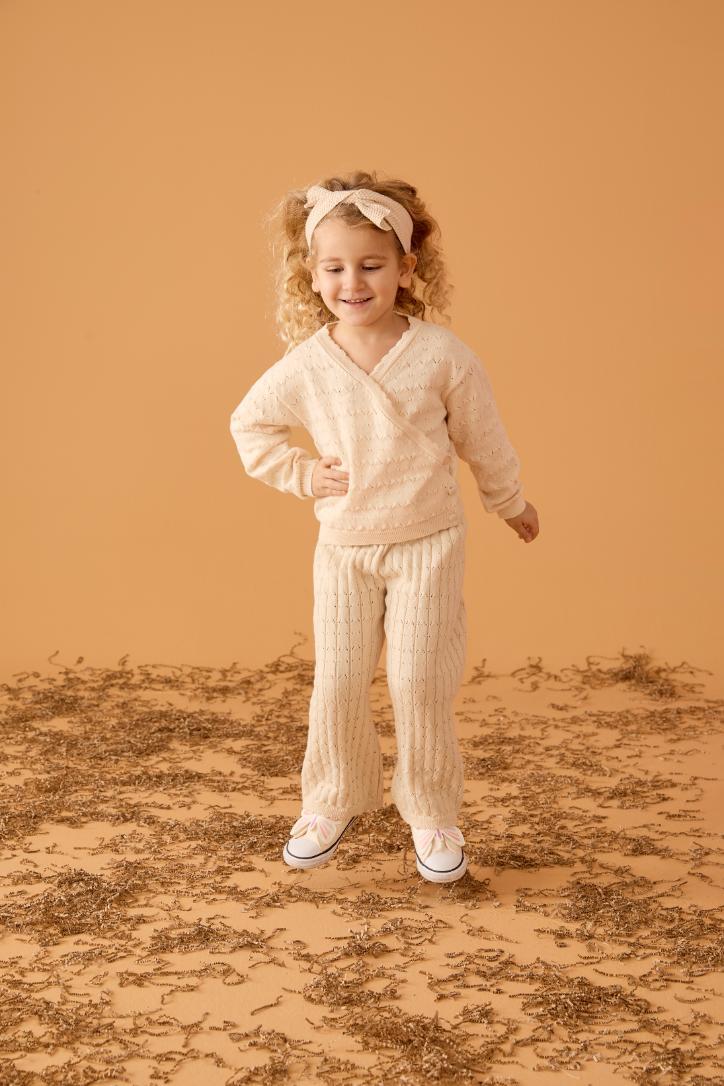 Triko Kruvaze Yaka Takım - Bej