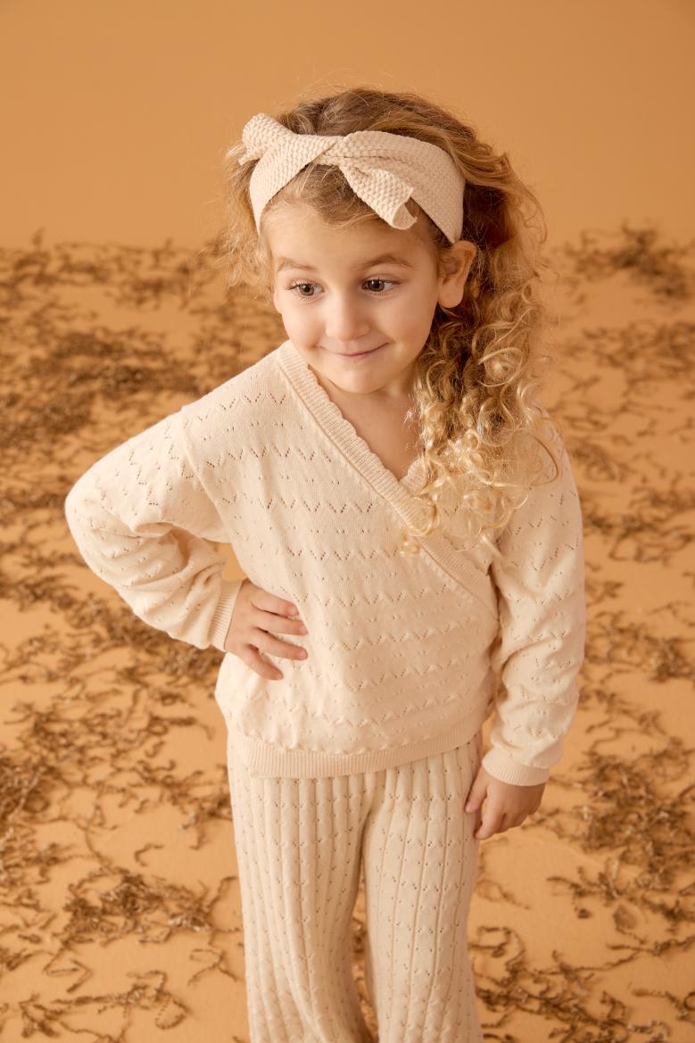 Triko Kruvaze Yaka Takım - Bej