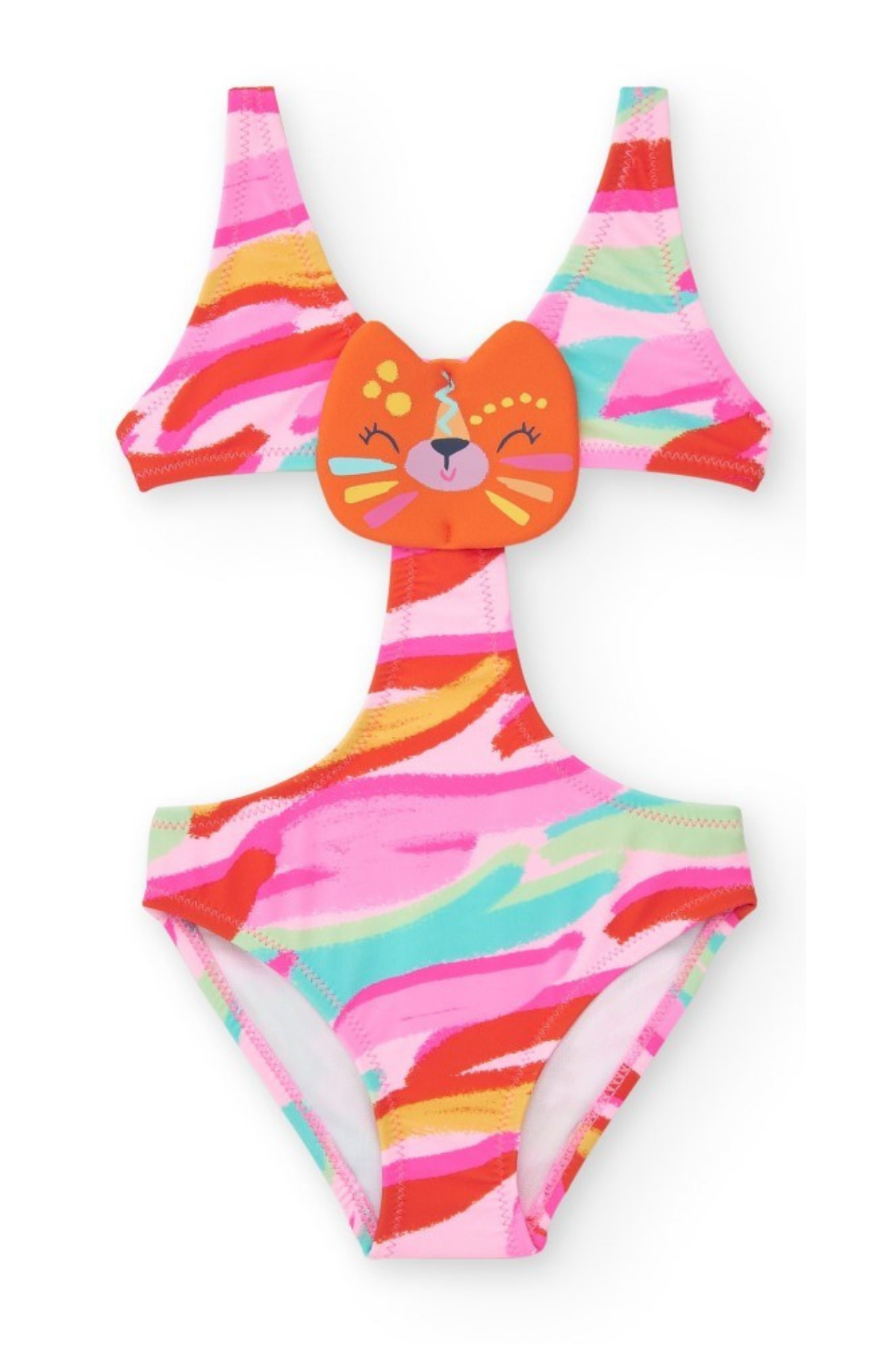 TUC TUC Kedili Kız Çocuk Mayo - Pembe