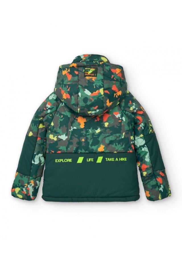 Tuc Tuci Şapkası Armalı Desenli  Erkek Mont - Yeşil