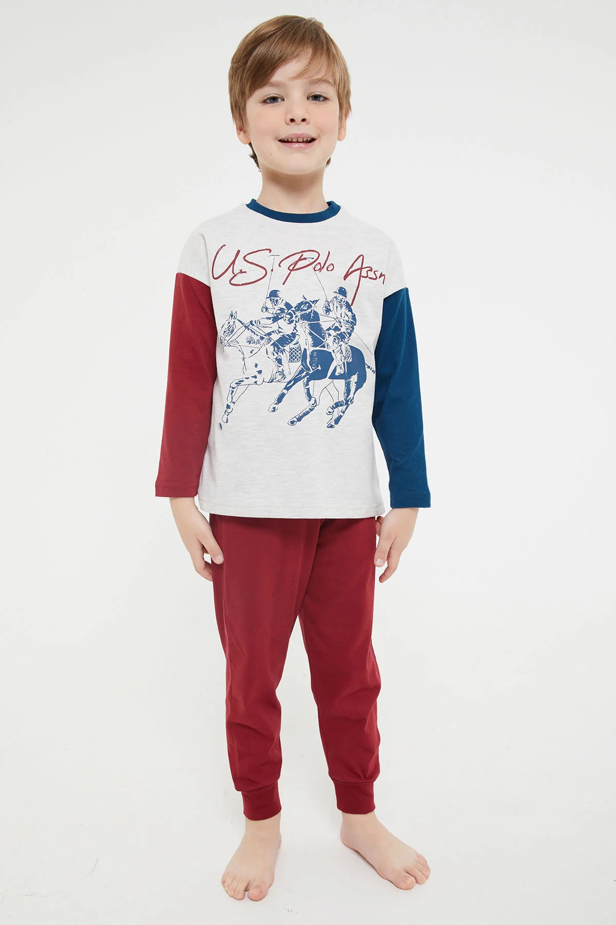 U.S. POLO LİSANSLI BİSİKLET YAKA ERKEK PİJAMA TAKIM