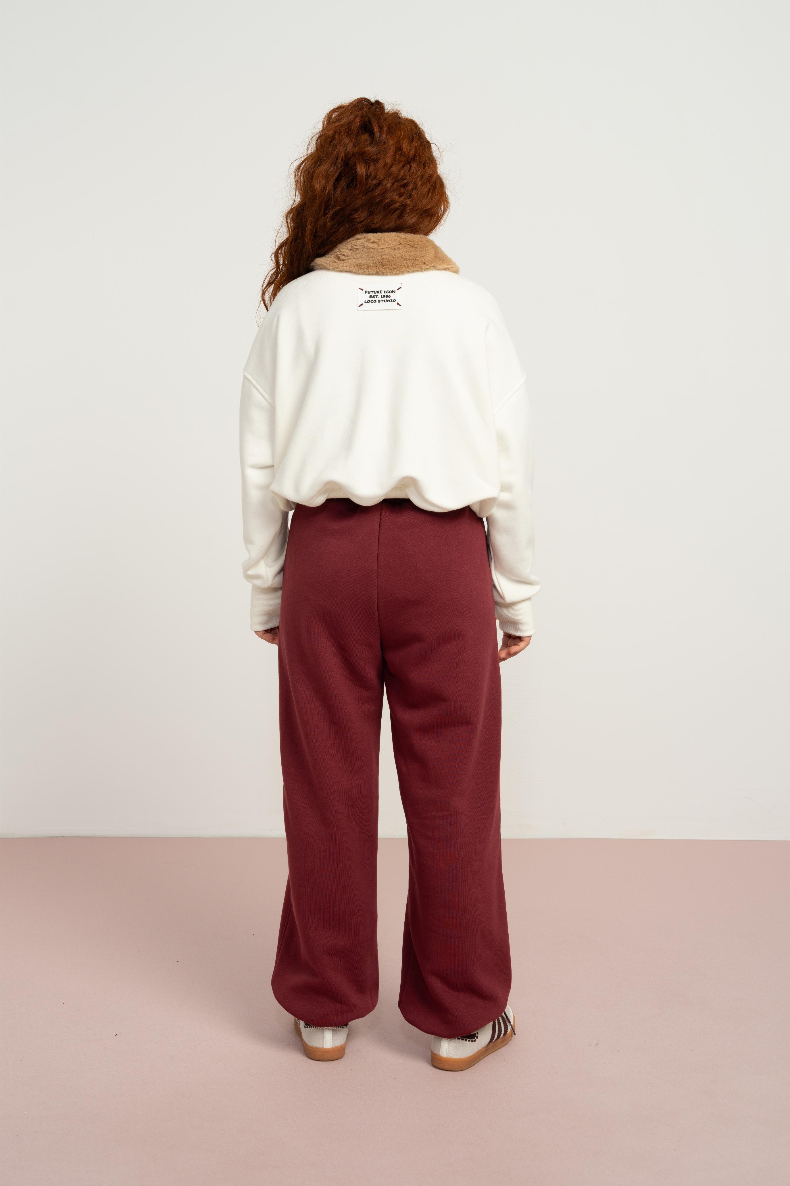 Yakası Tüylü Kız Sweat - Ekru