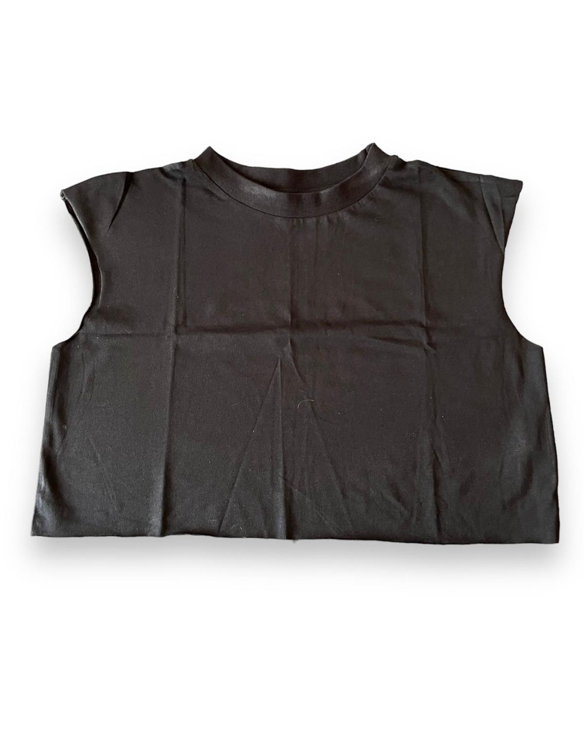 Kolları Lazer Kesim Tshirt -  Siyah