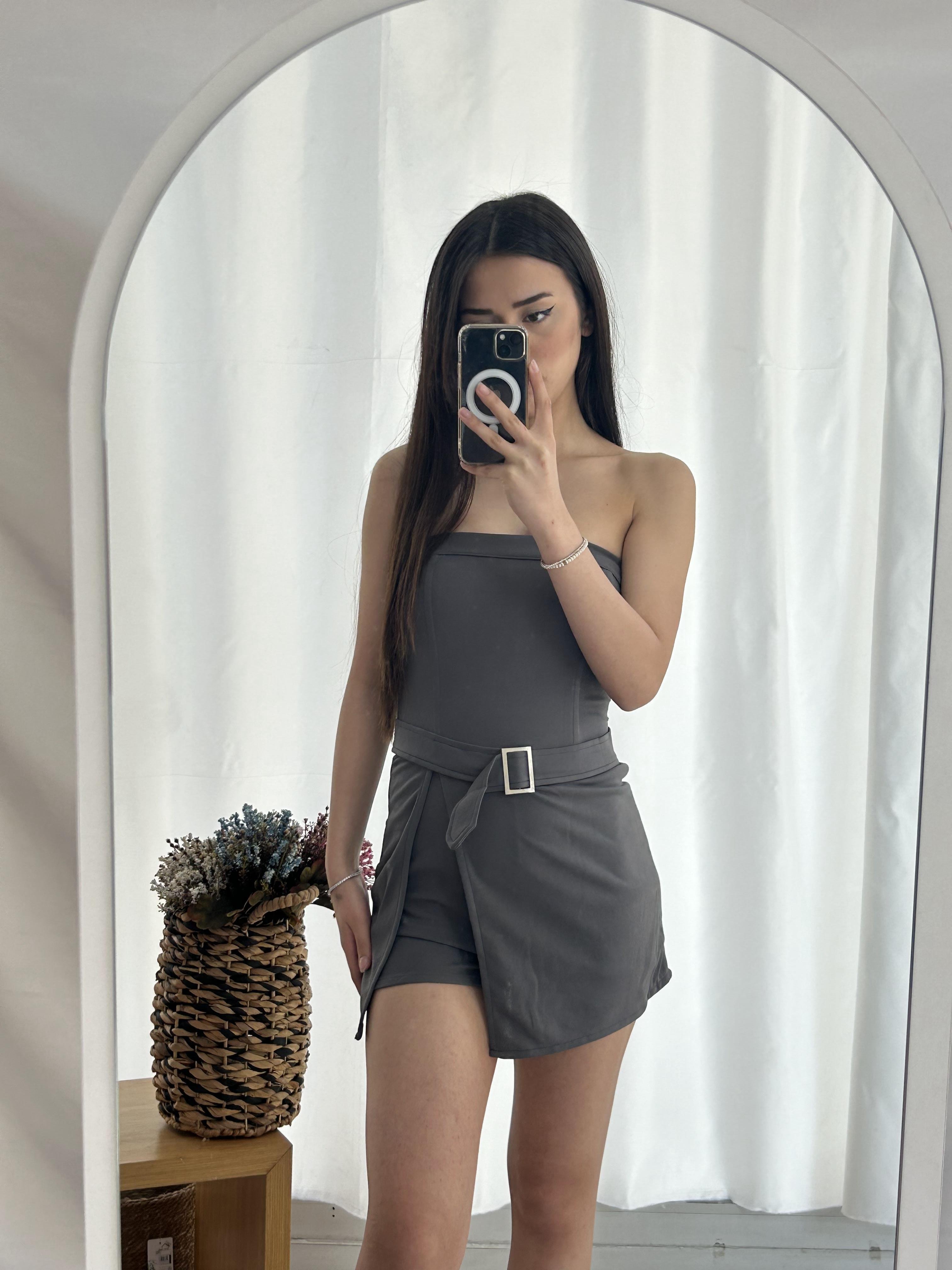 Straplez Şort Etek Tulum