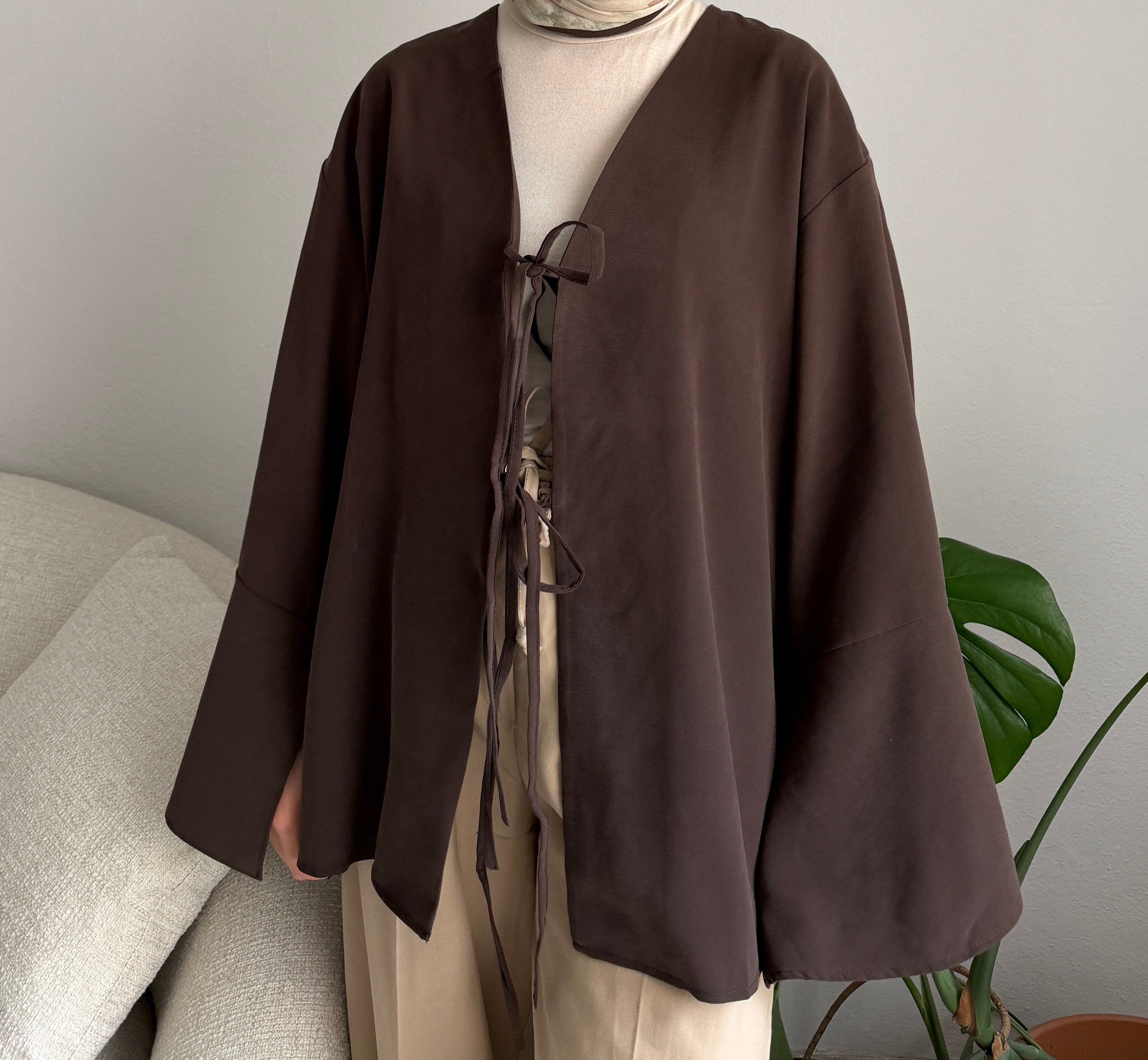 Acı Kahve Bağcıklı Kimono