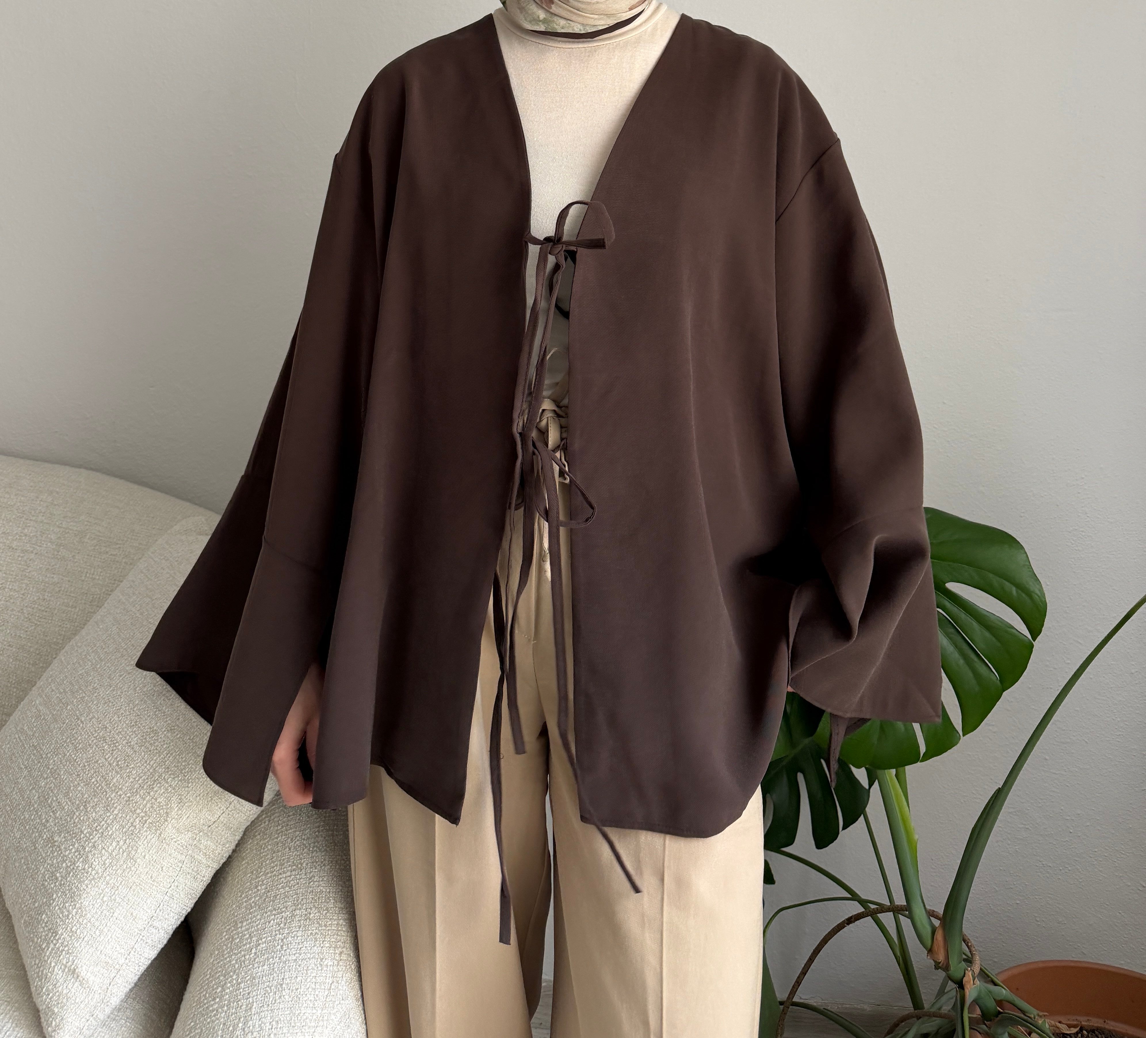 Acı Kahve Bağcıklı Kimono