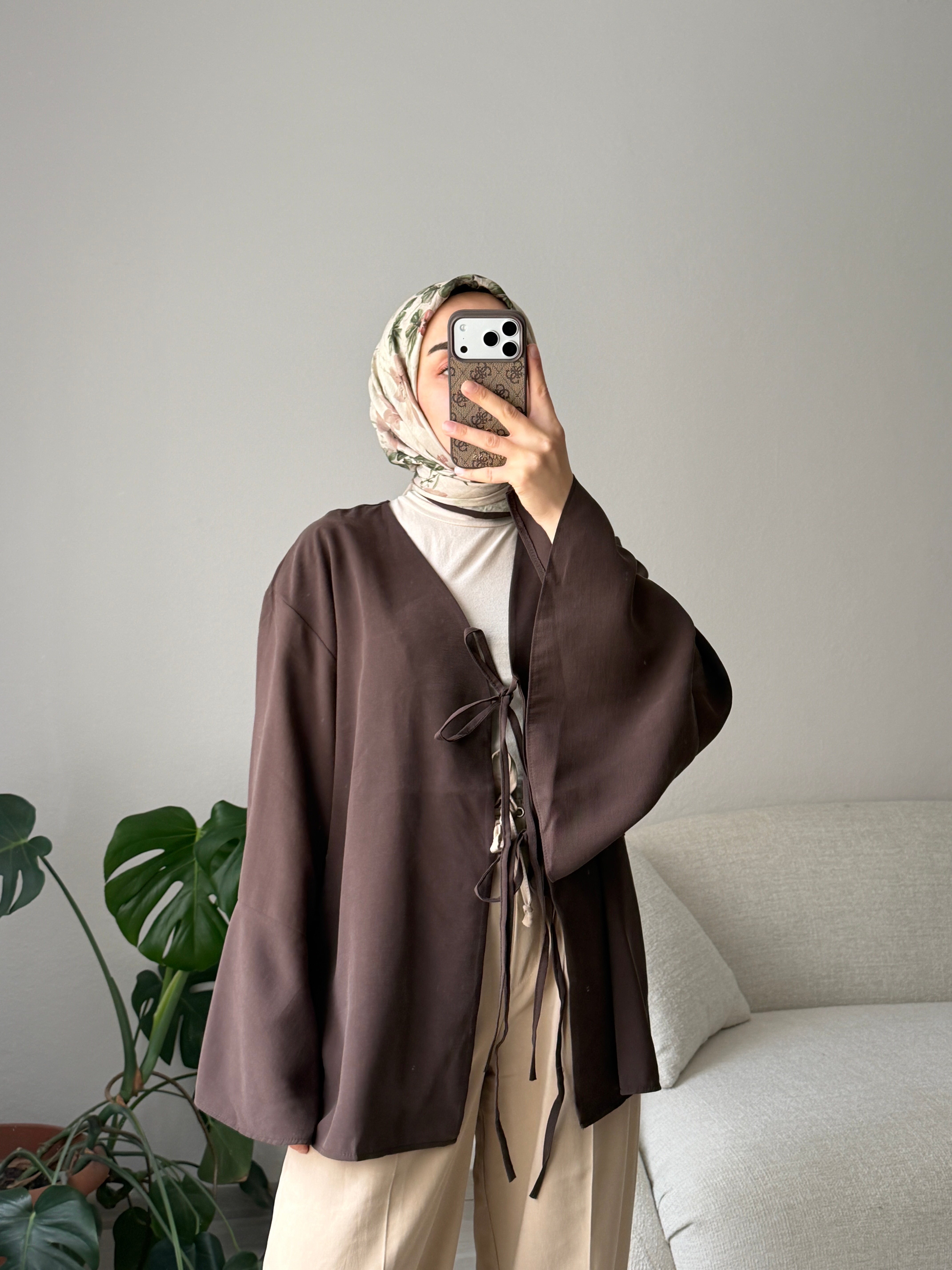 Acı Kahve Bağcıklı Kimono