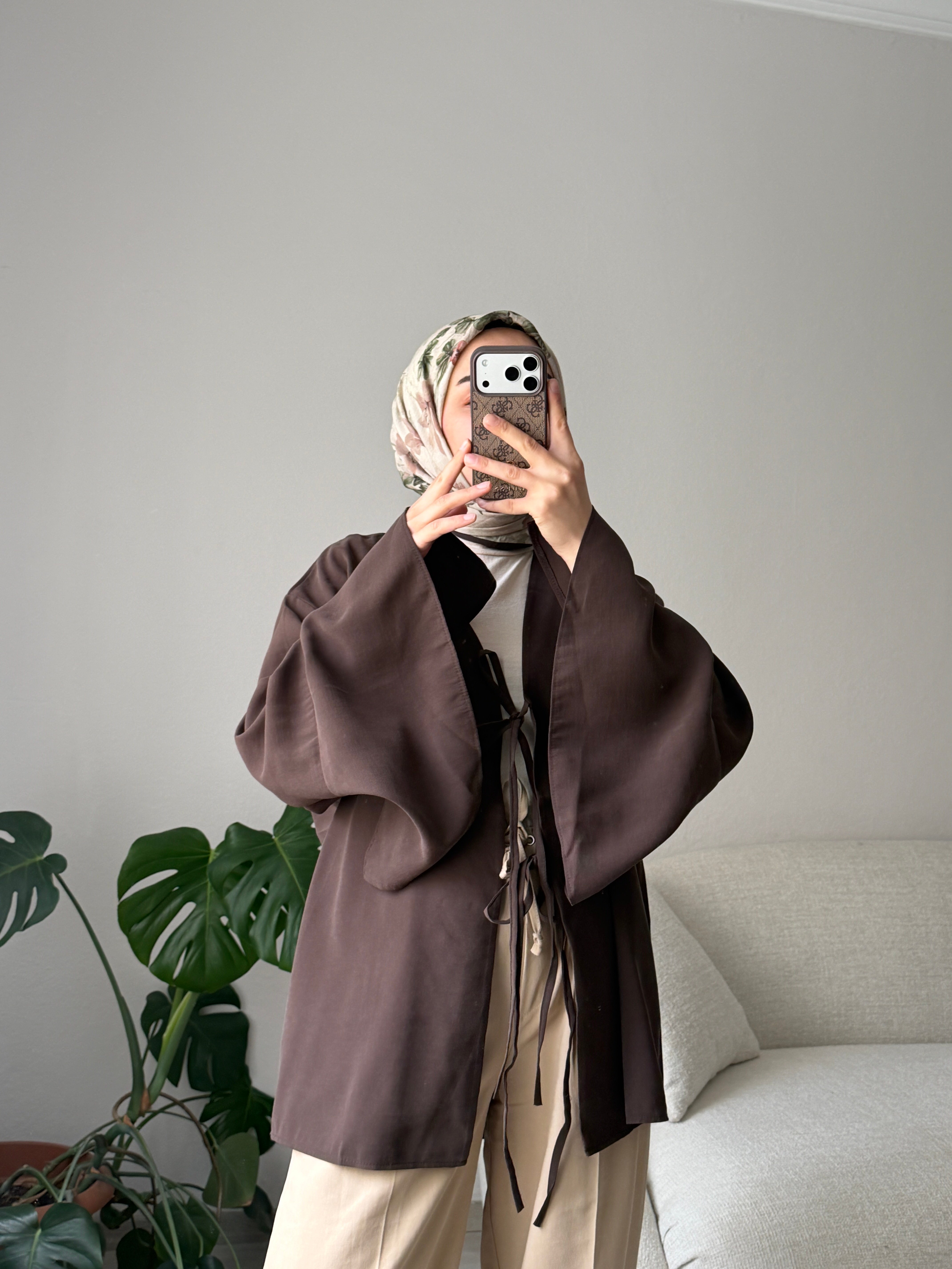 Acı Kahve Bağcıklı Kimono
