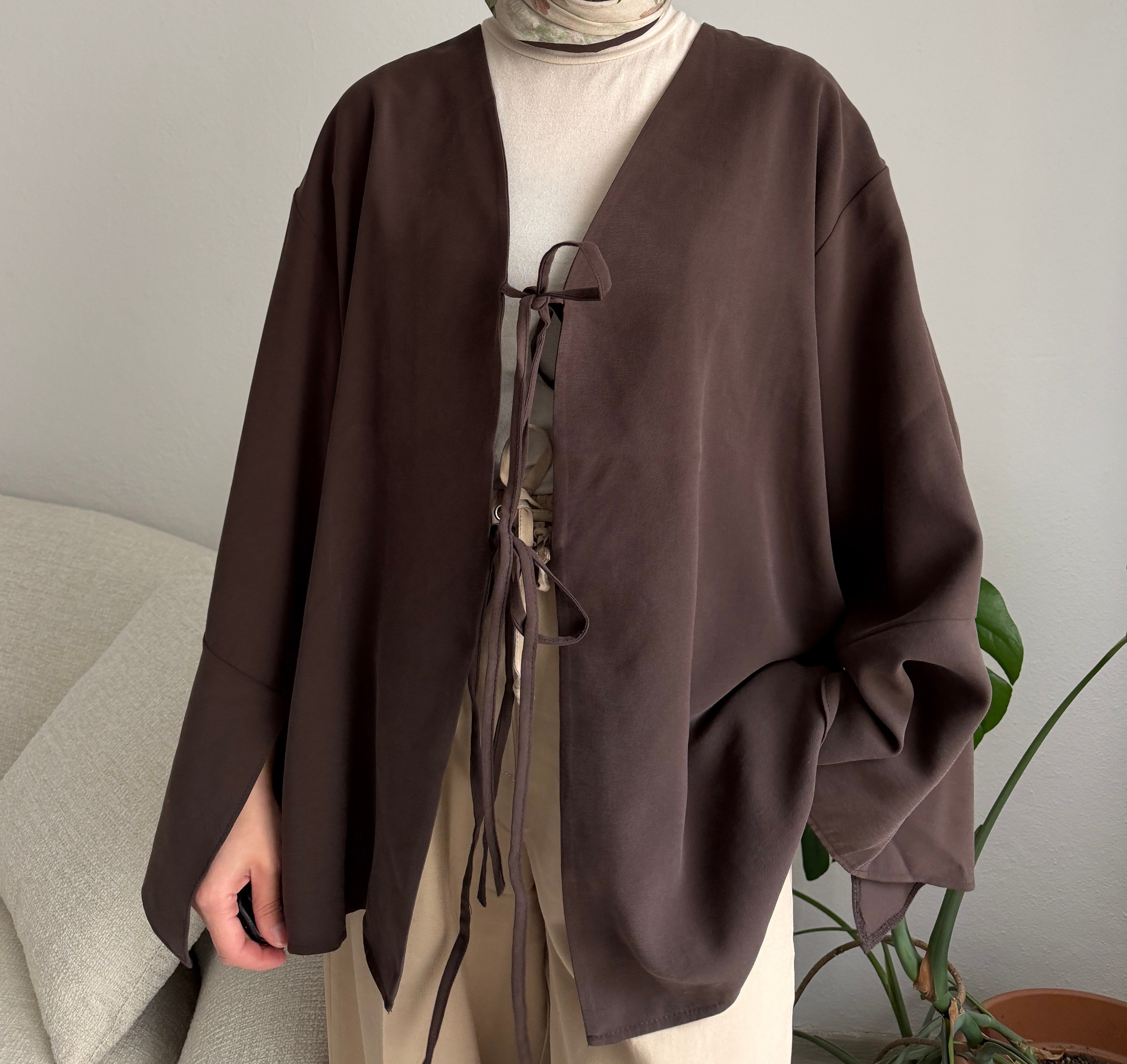 Acı Kahve Bağcıklı Kimono