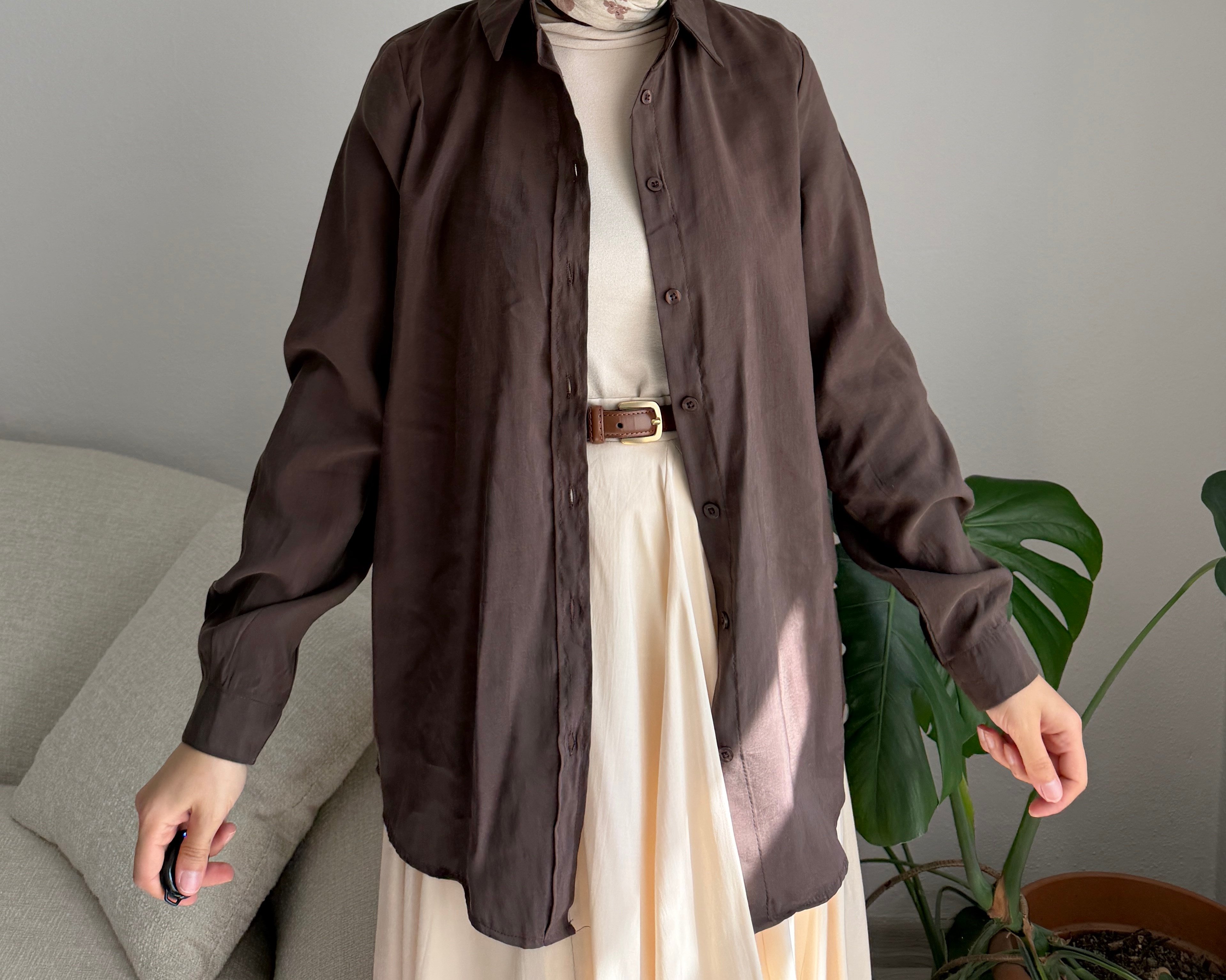 Acı Kahve Oversize Gömlek