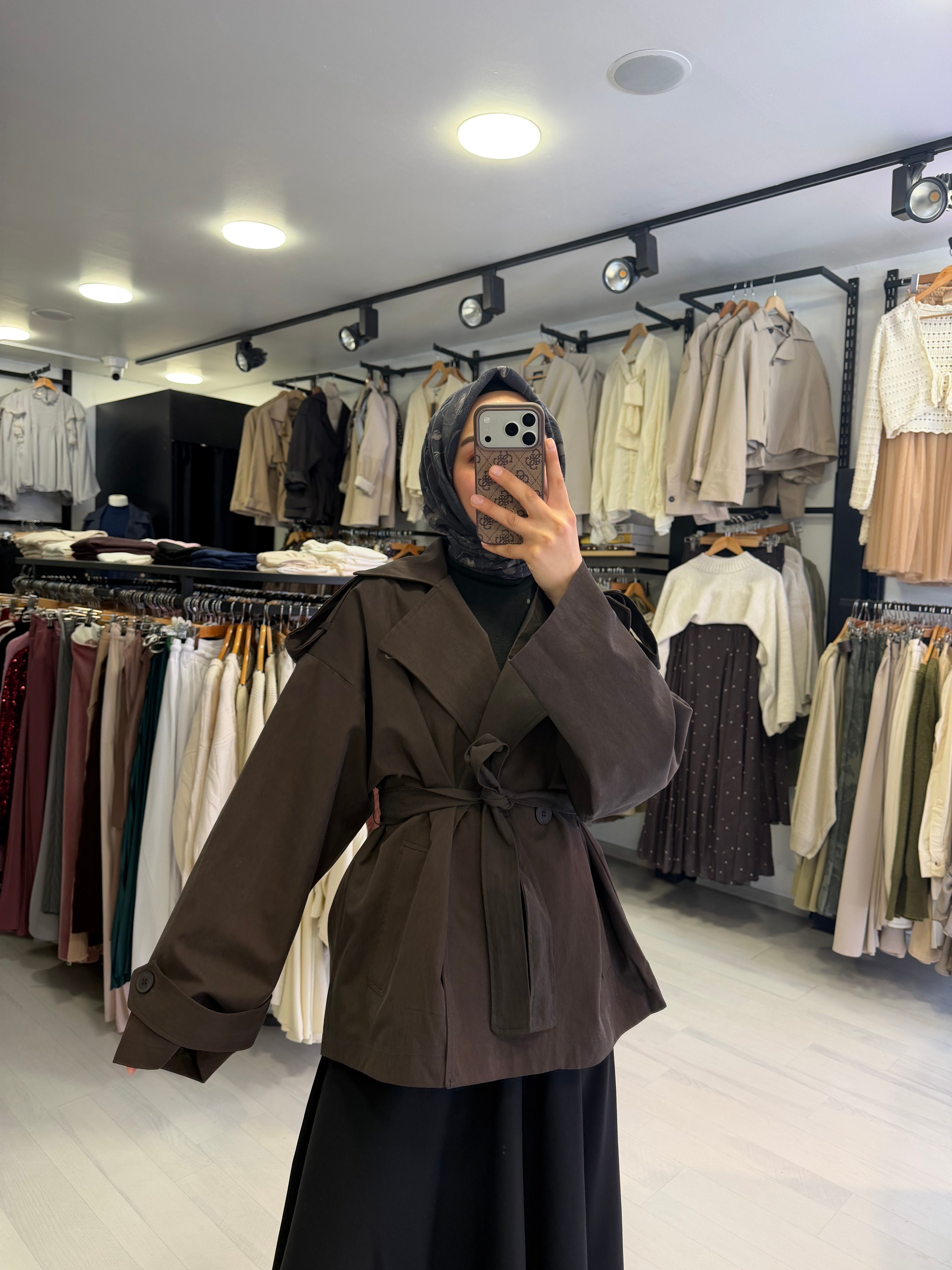 Acı Kahve Oversize Trençkot