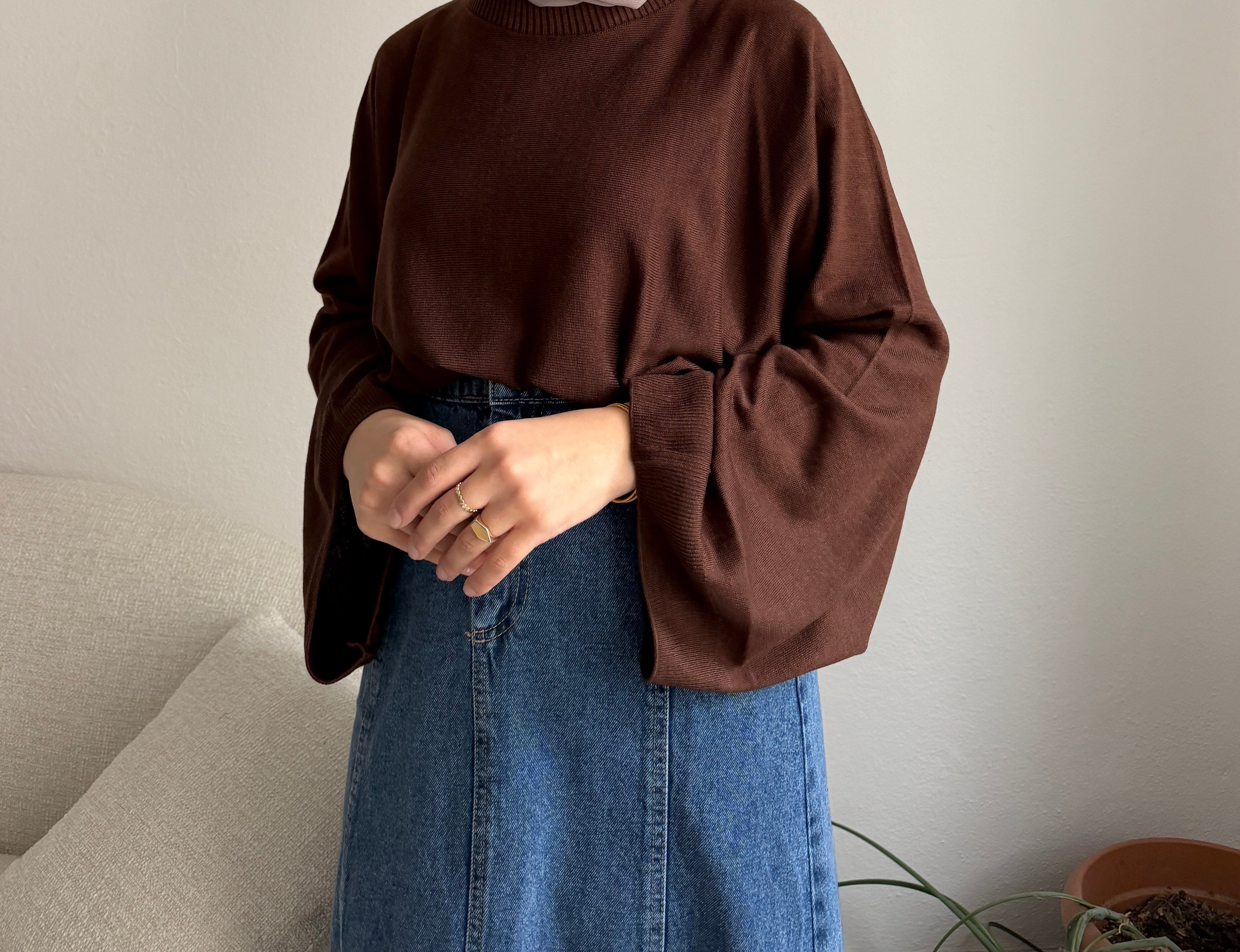 Acı Kahve Oversize Triko Kazak