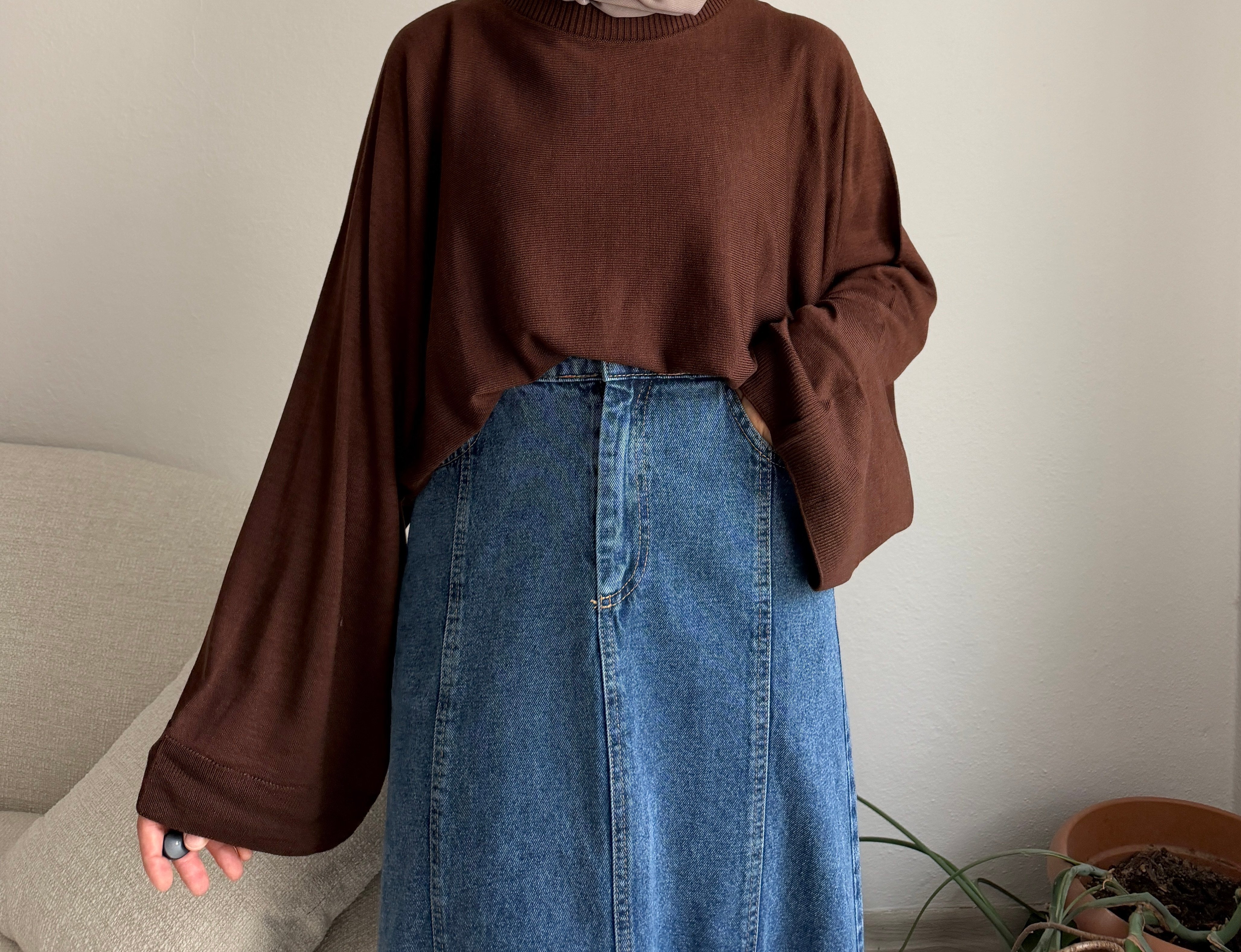 Acı Kahve Oversize Triko Kazak