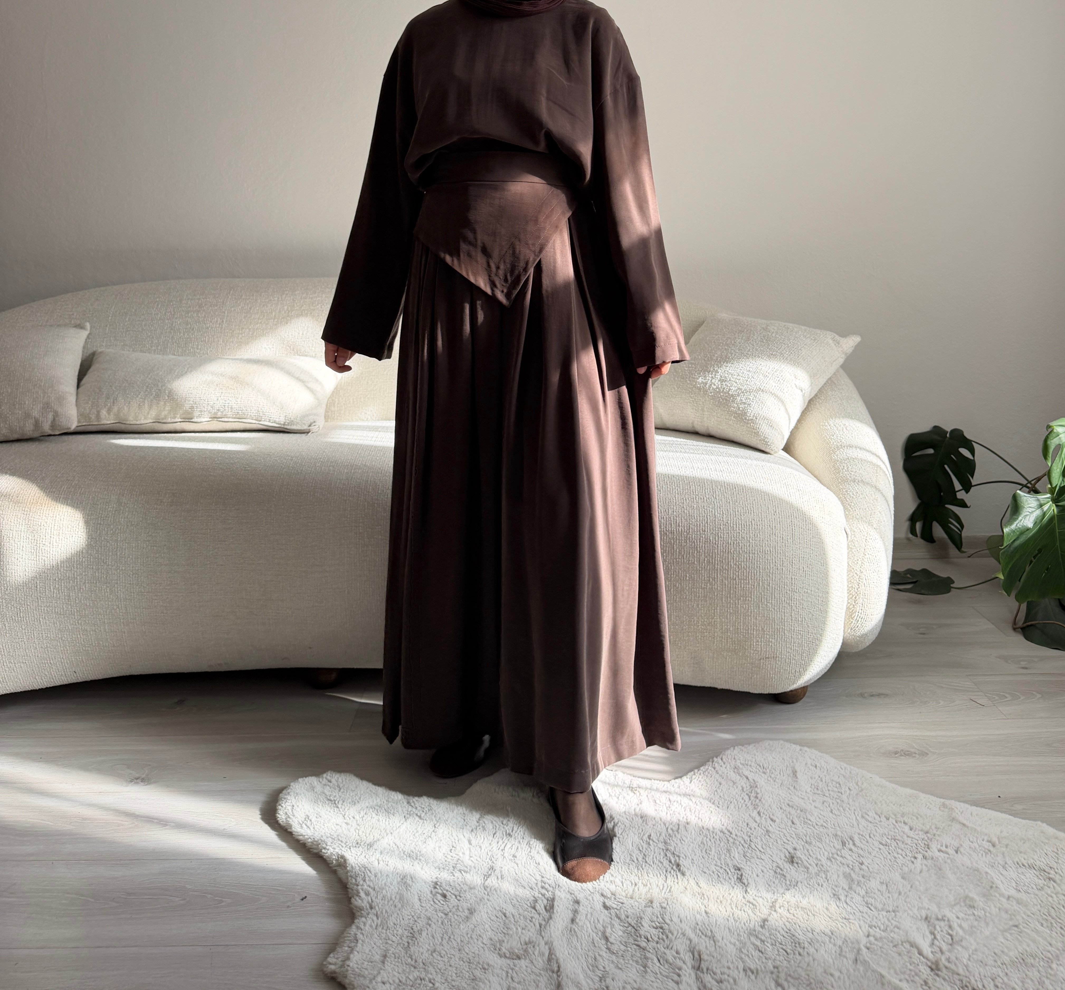 Acı Kahve Pantolon Etekli Takım