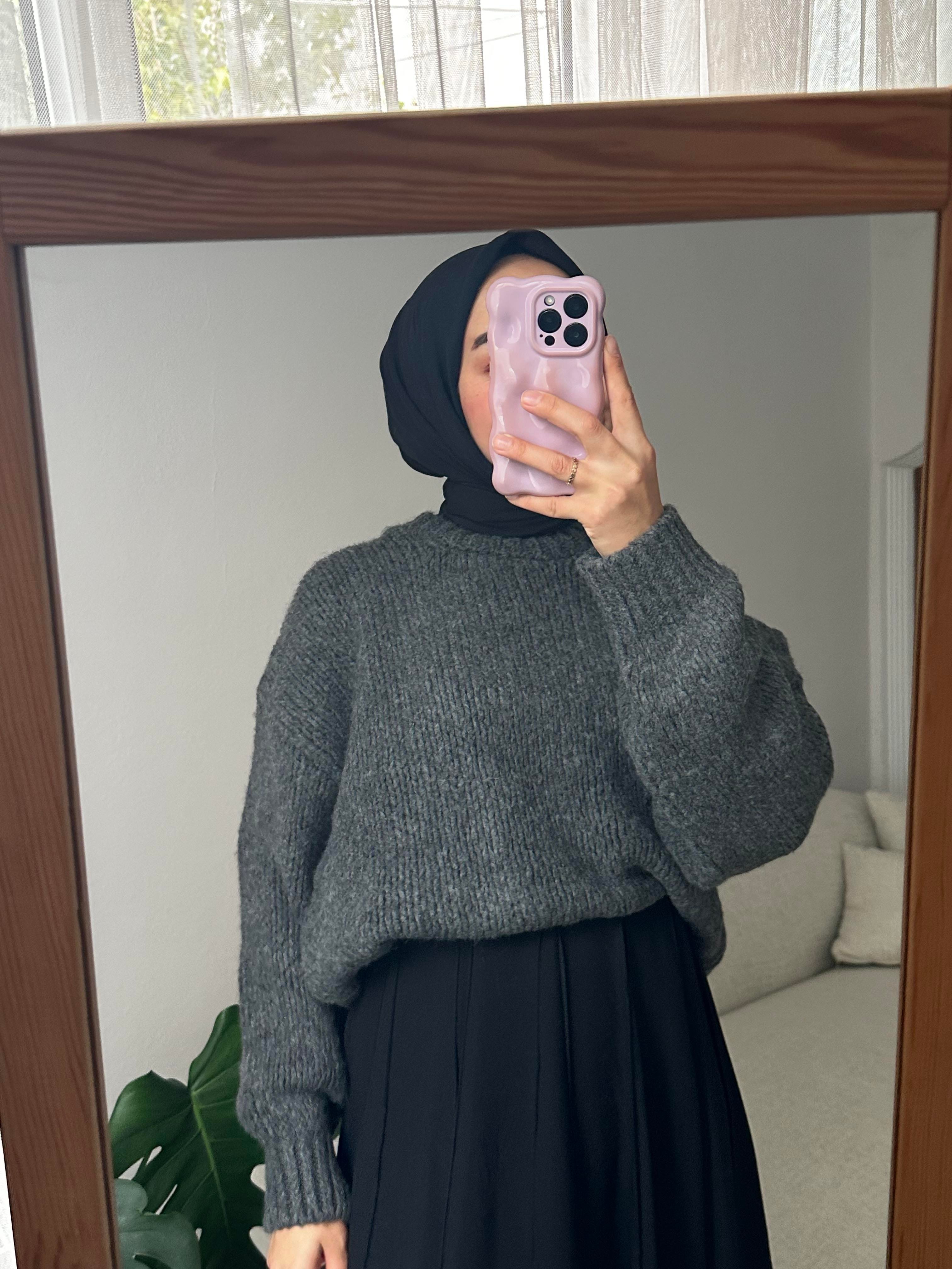 Antrasit Balon Kol Triko Kazak